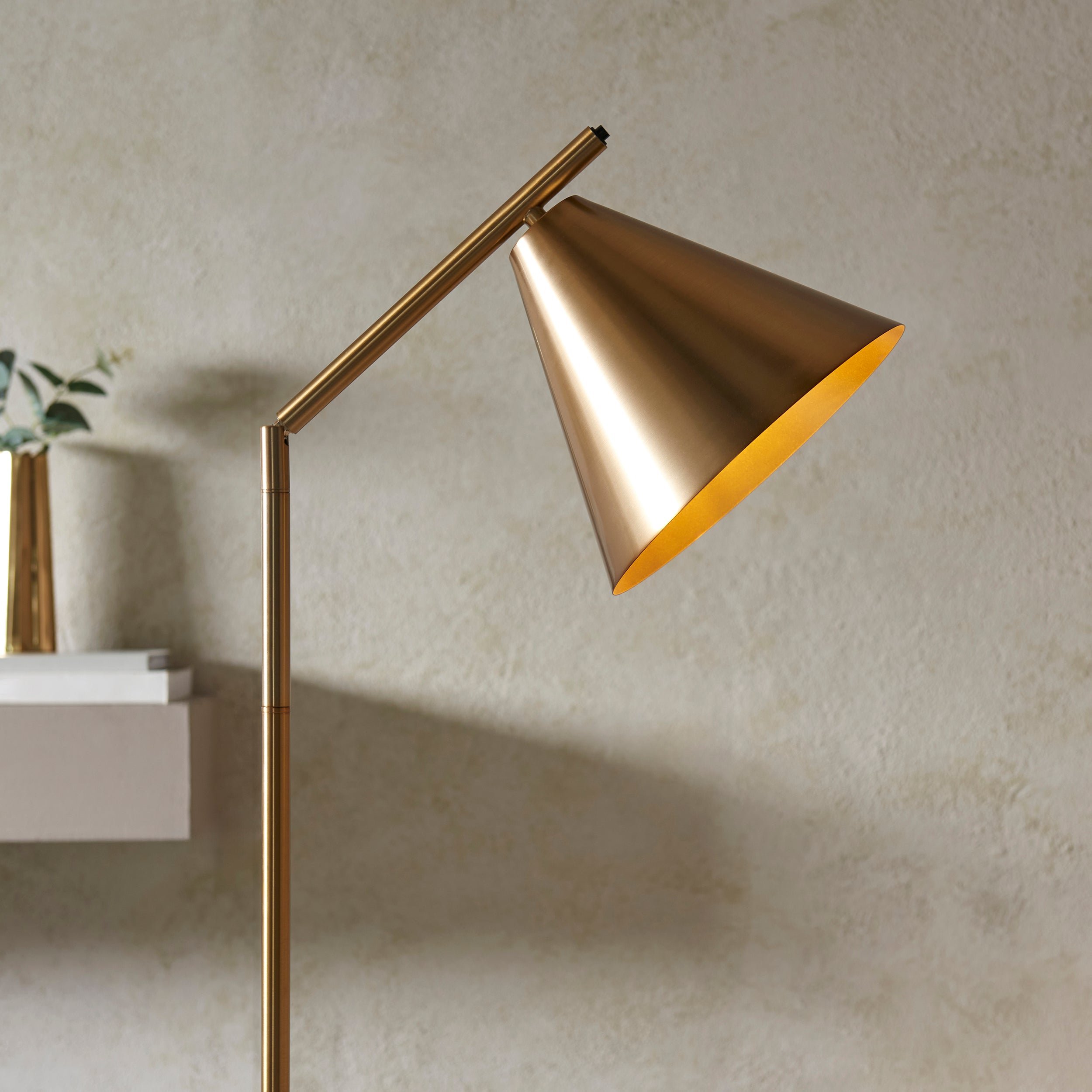 Endon Cape 1 Light Floor Lamp - Warm Antique Brass