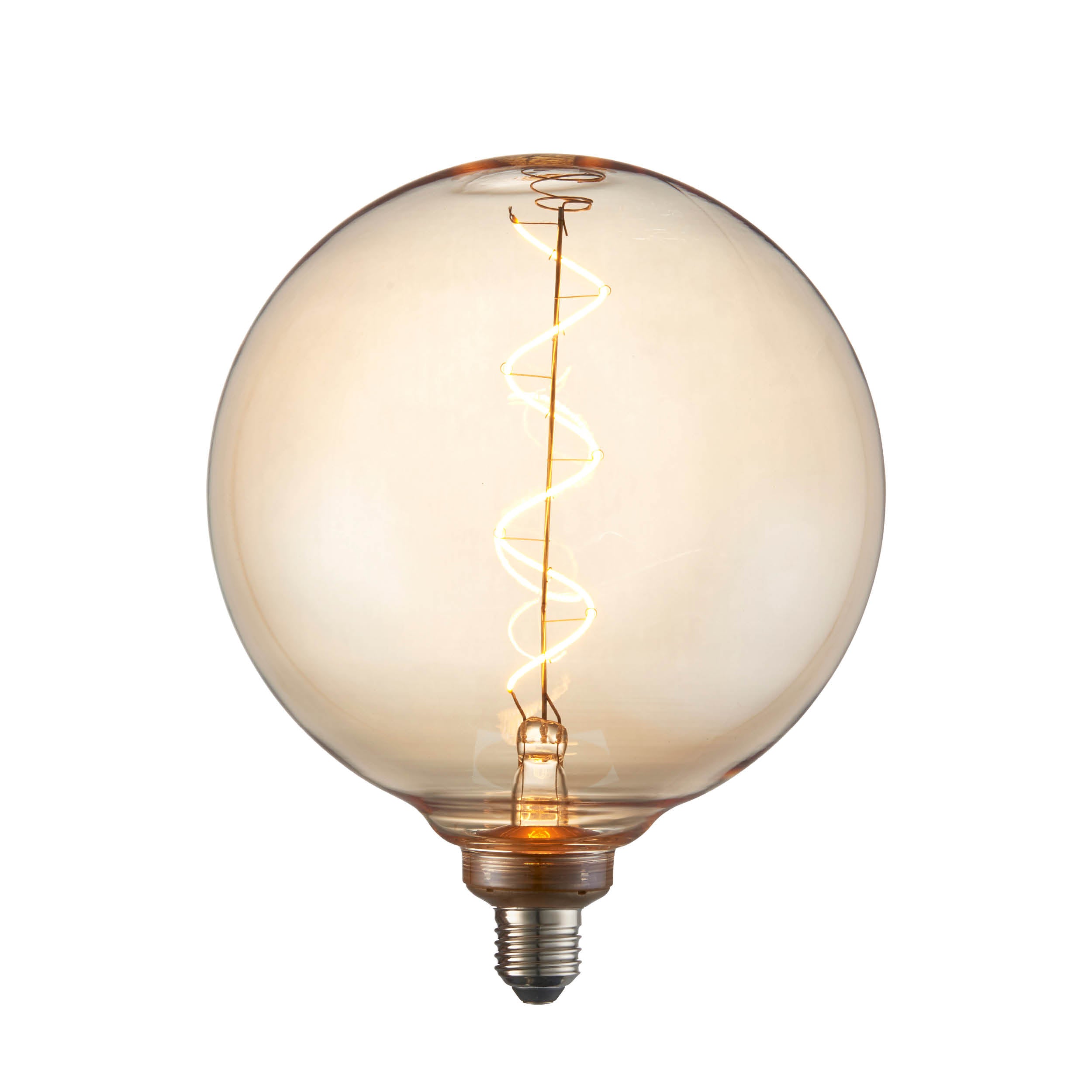 Endon Spiral XL E27 LED 4W Globe Filament Bulb - 2000K - Non-Dimmable - Amber Glass