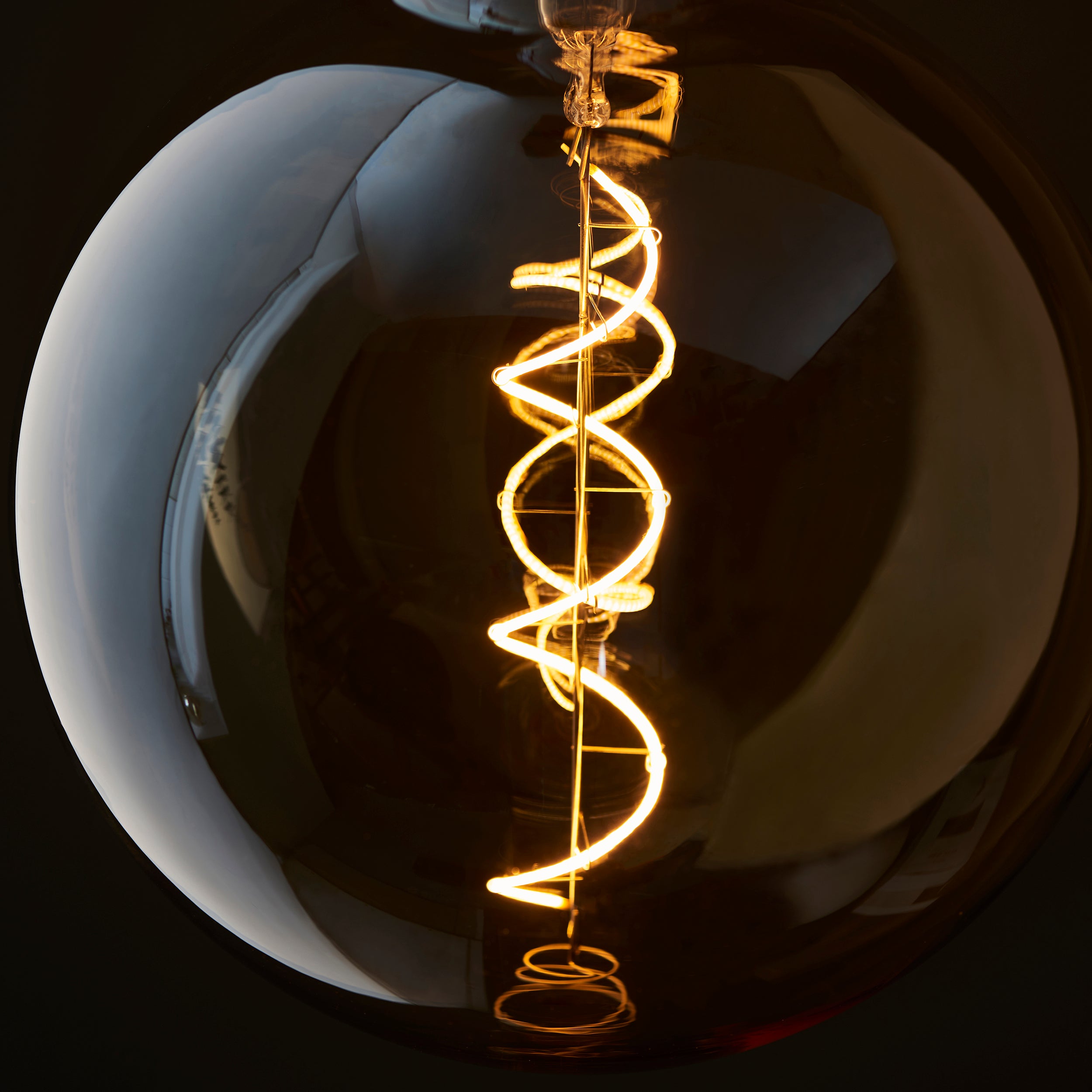Endon Spiral XL E27 LED 4W Globe Filament Bulb - 2000K - Non-Dimmable - Amber Glass