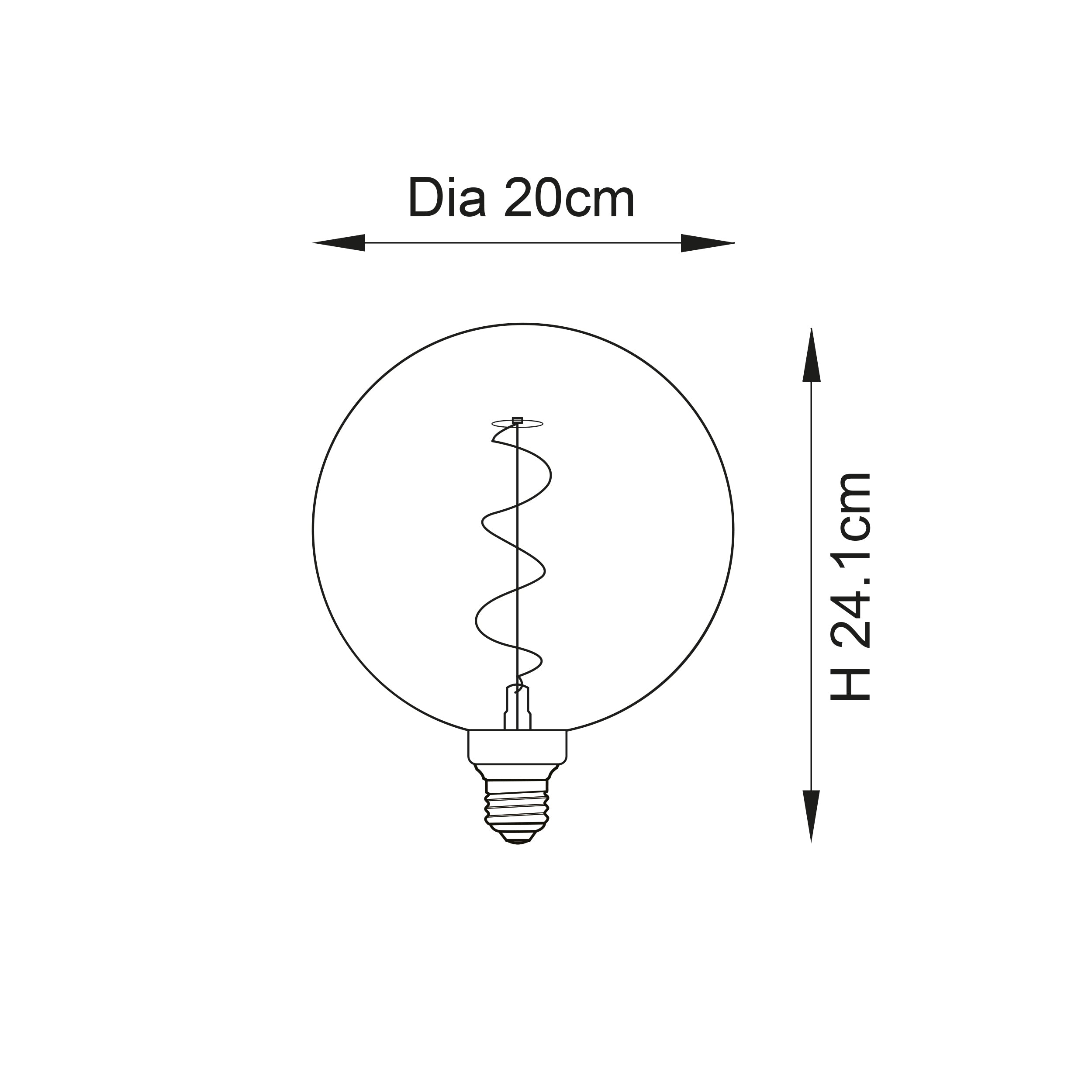 Endon Spiral XL E27 LED 4W Globe Filament Bulb - 2000K - Non-Dimmable - Amber Glass