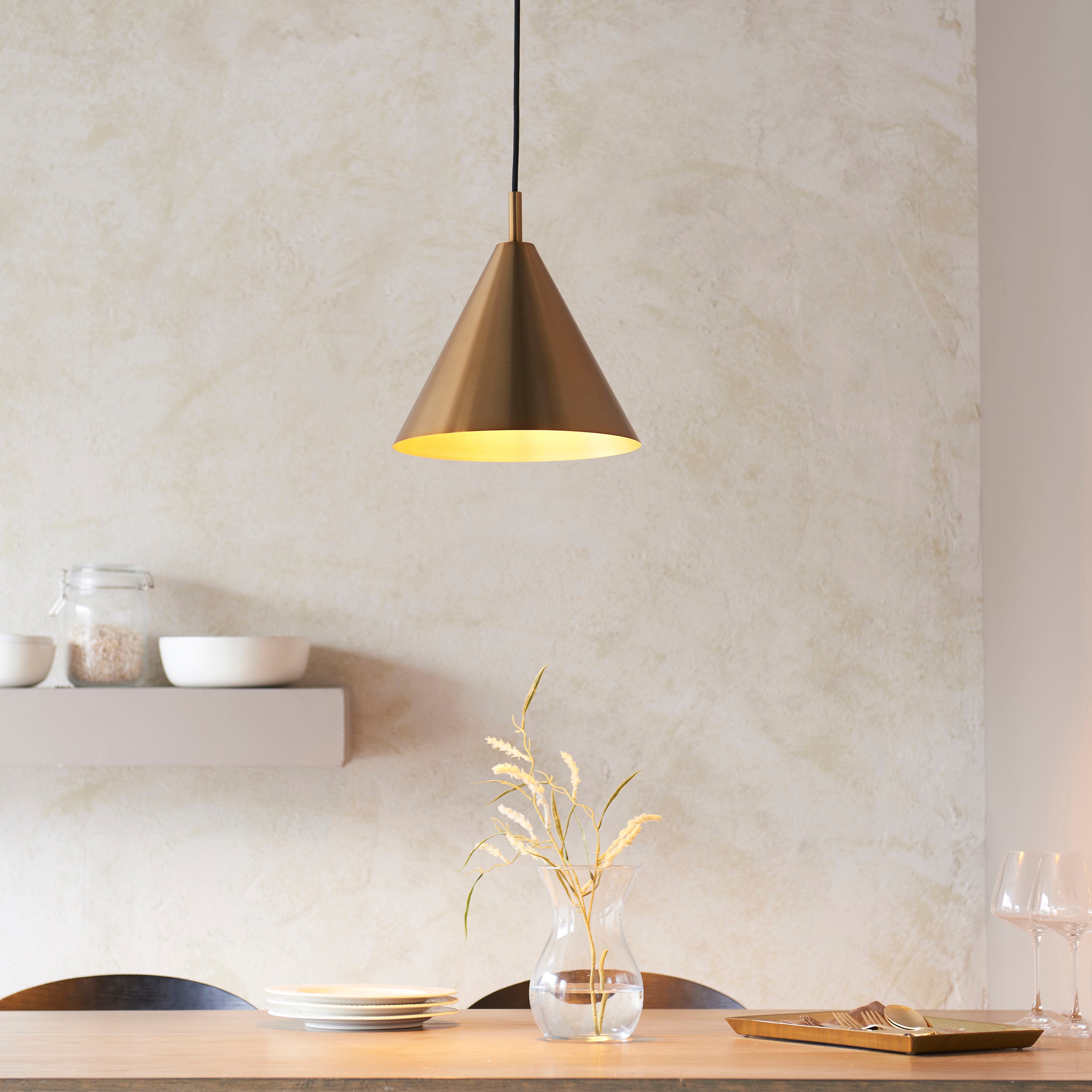 Endon Cape 1 Light Pendant - Warm Antique Brass
