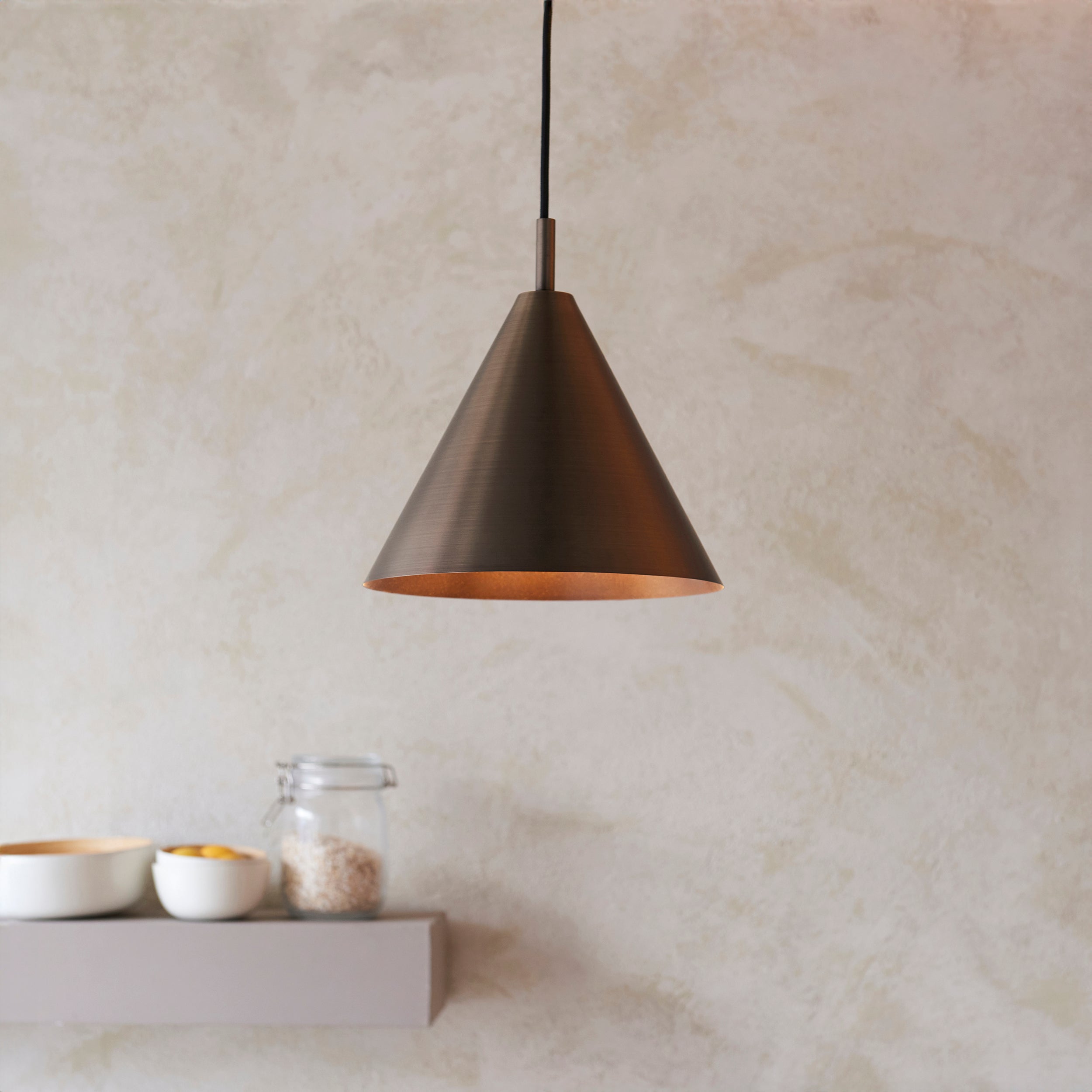 Endon Cape 1 Light Pendant - Antique Bronze