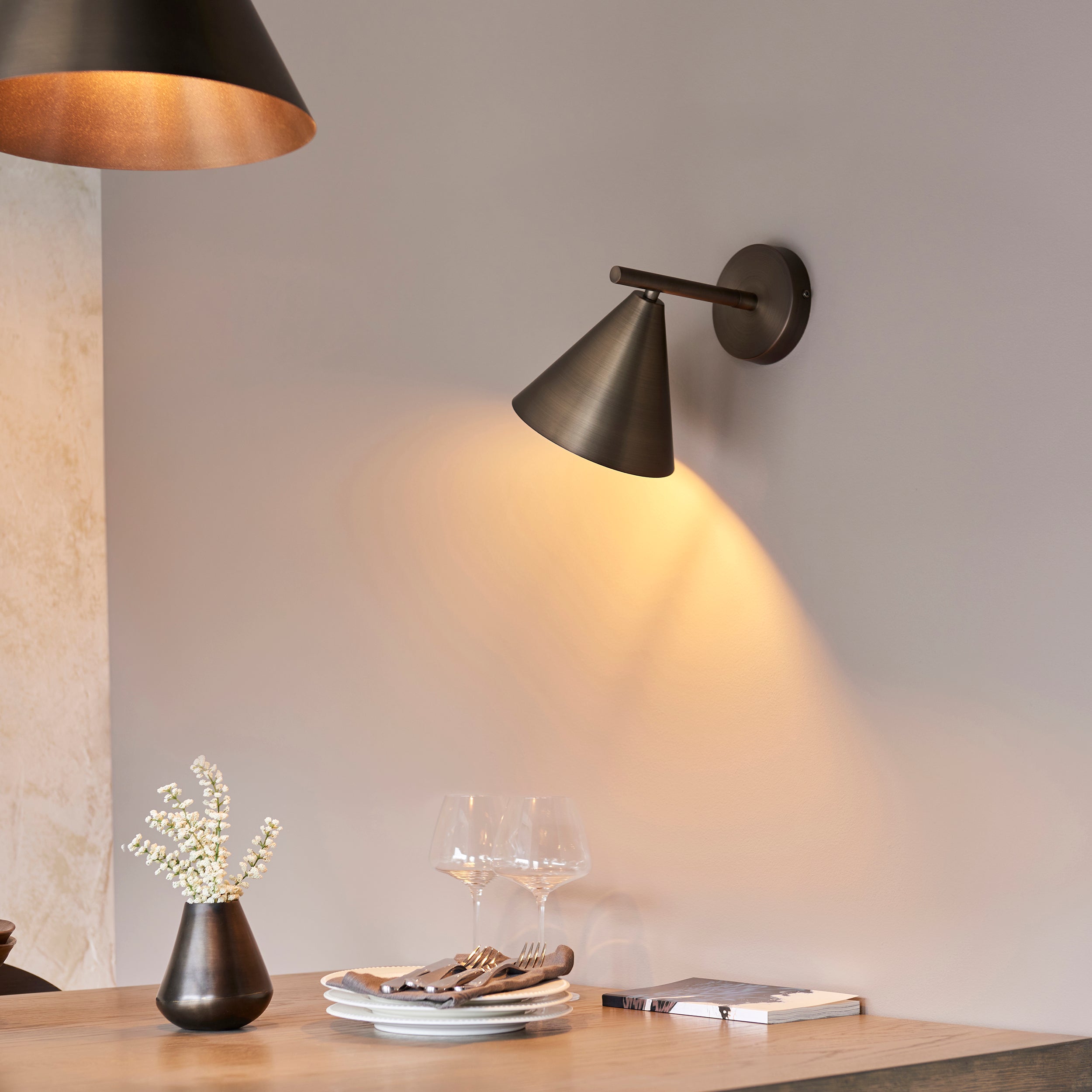 Endon Cape 1 Light Wall Light - Brushed Antique Bronze