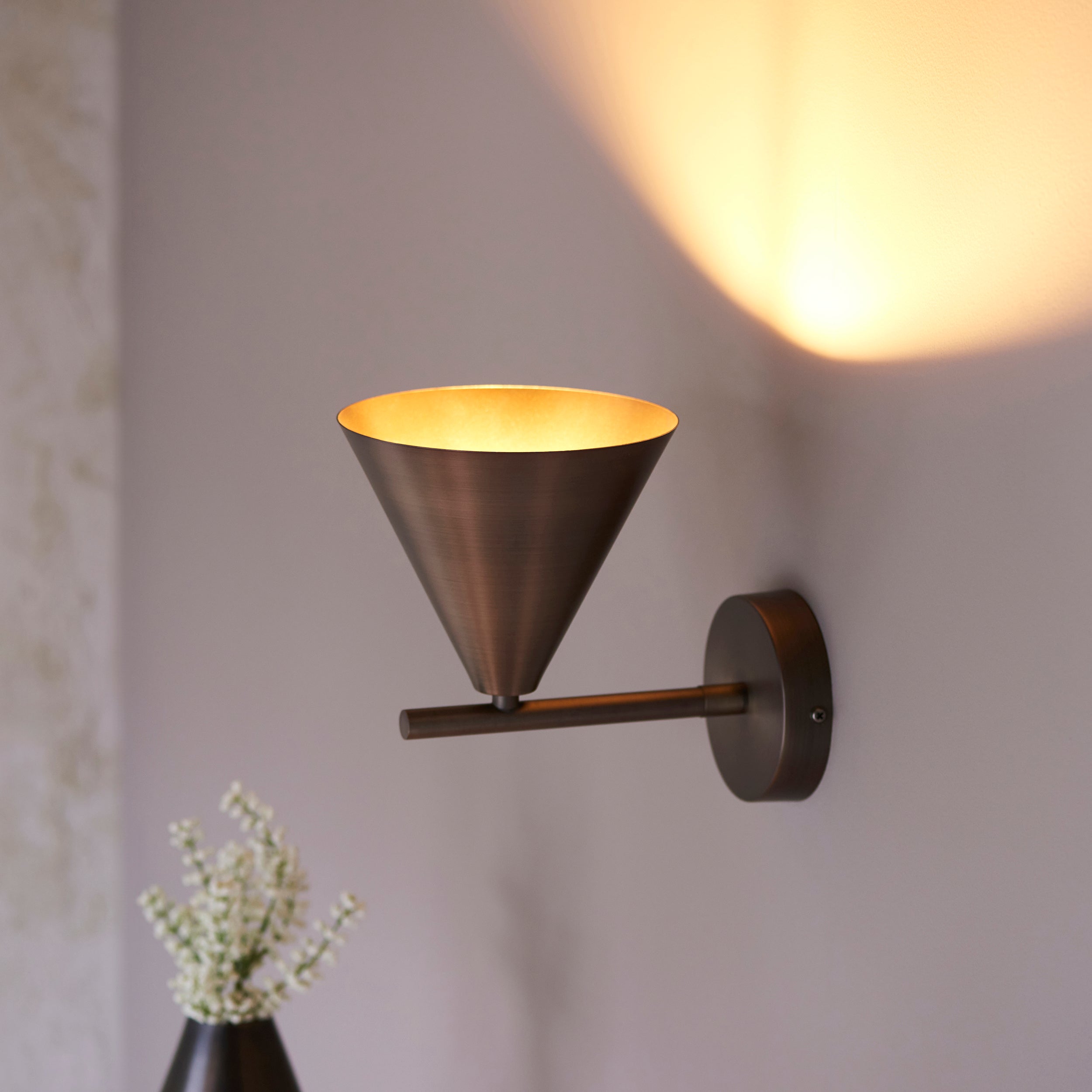 Endon Cape 1 Light Wall Light - Brushed Antique Bronze