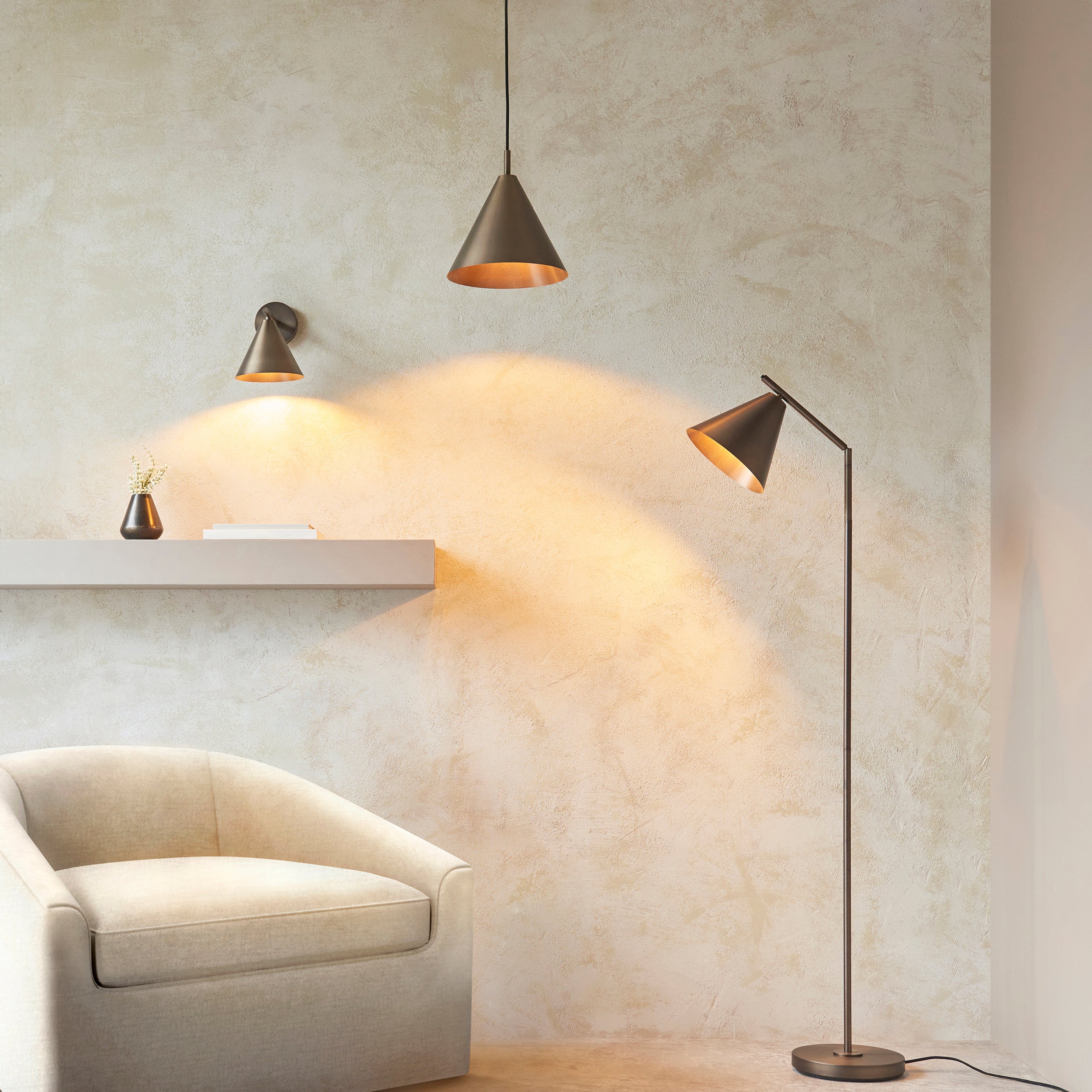 Endon Cape 1 Light Floor - Brushed Antique Bronze