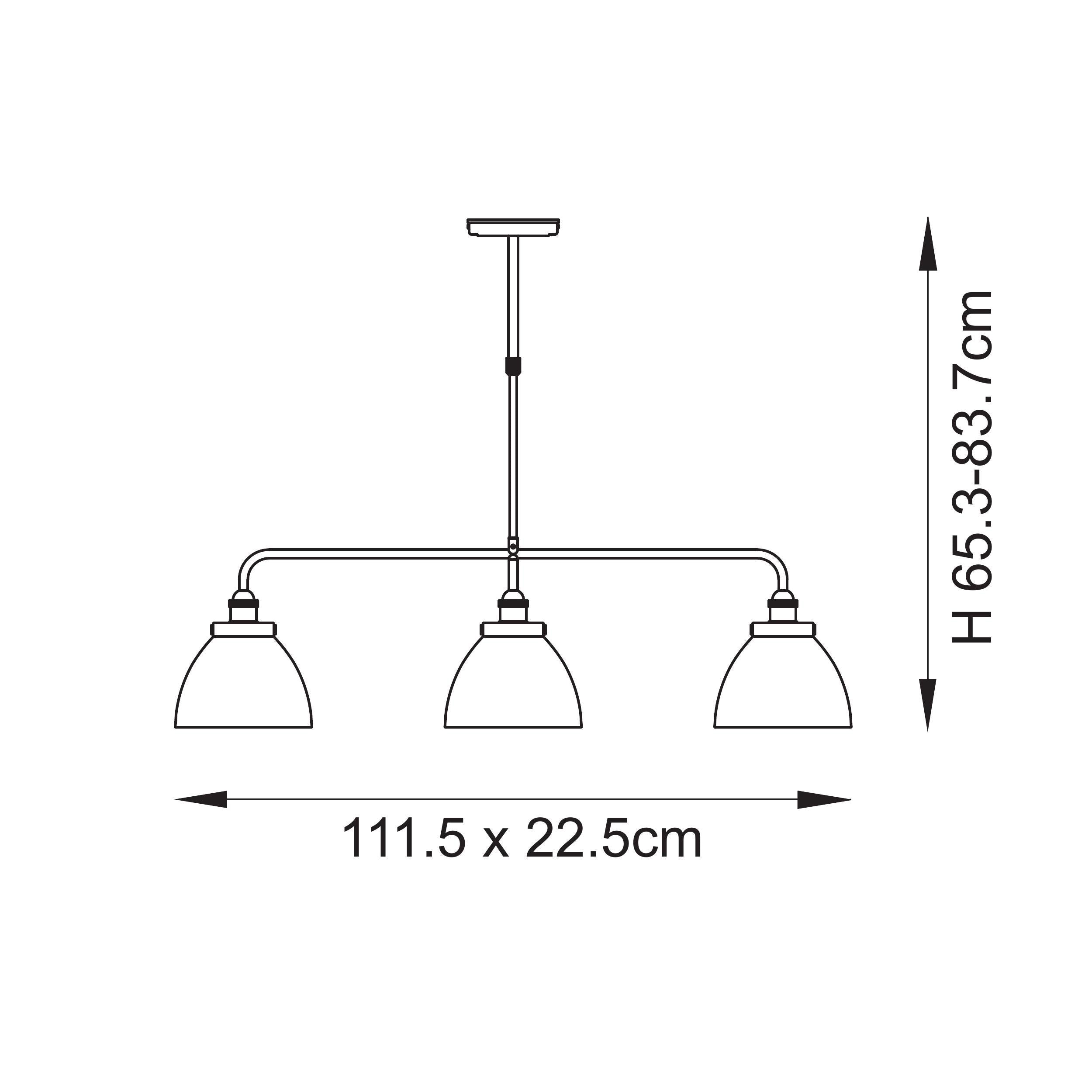 Endon Hansen 3 Light Pendant - Antique Brass Plate & Clear Glass