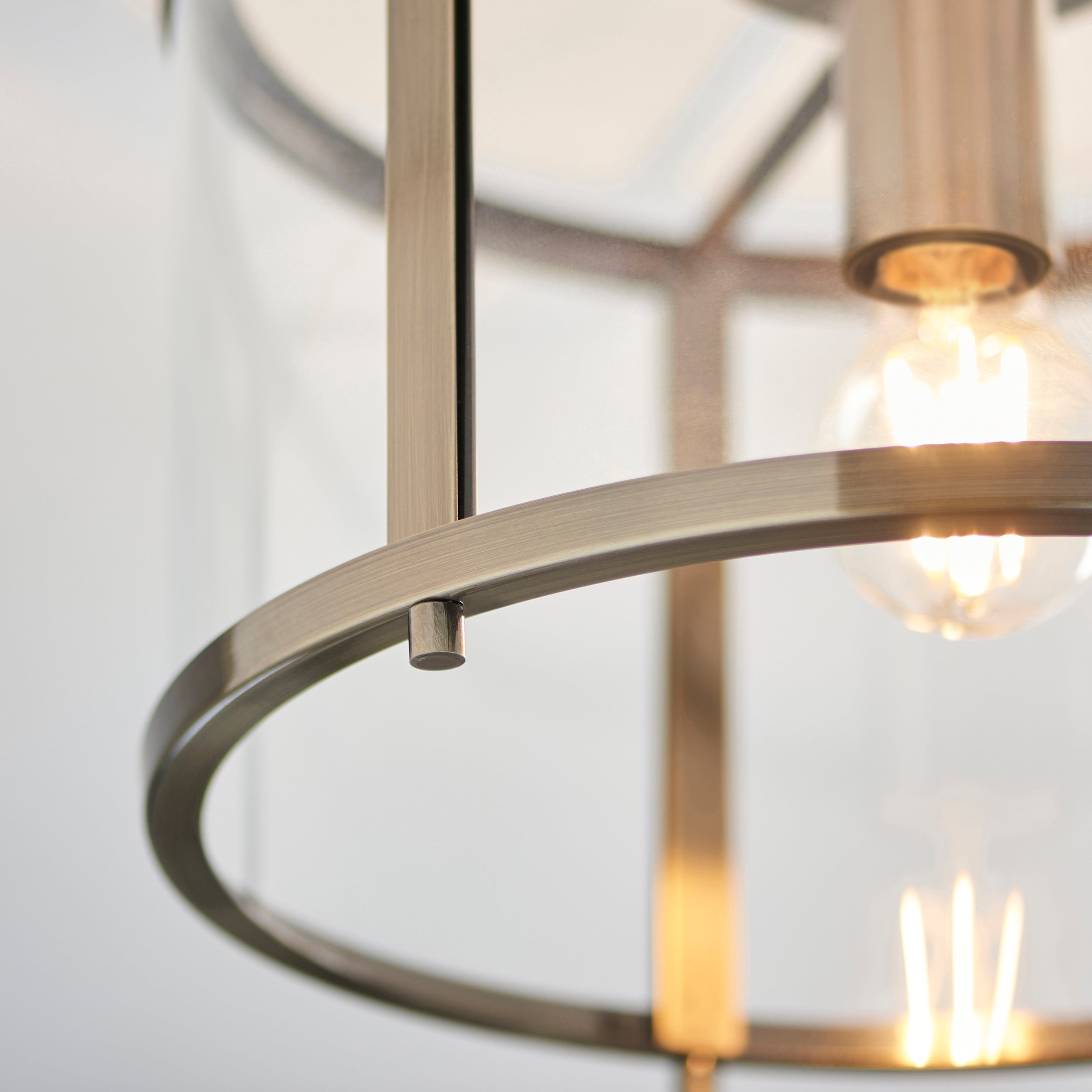 Endon Hopton Single Flush Fitting - Antique Brass Plate & Clear Glass