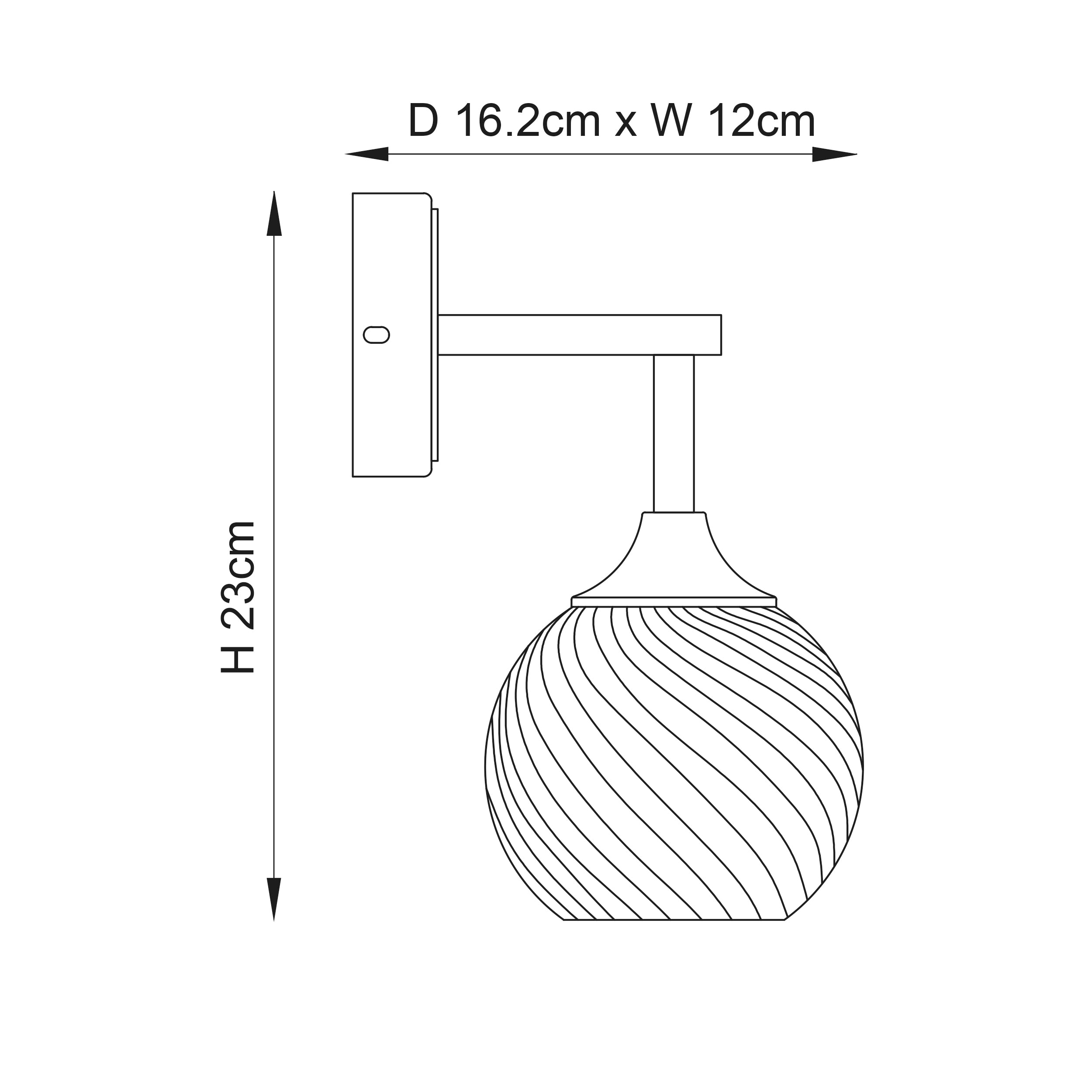 Endon Allegra Single Wall Light - Bright Nickel Plate & Clear Spiral Glass