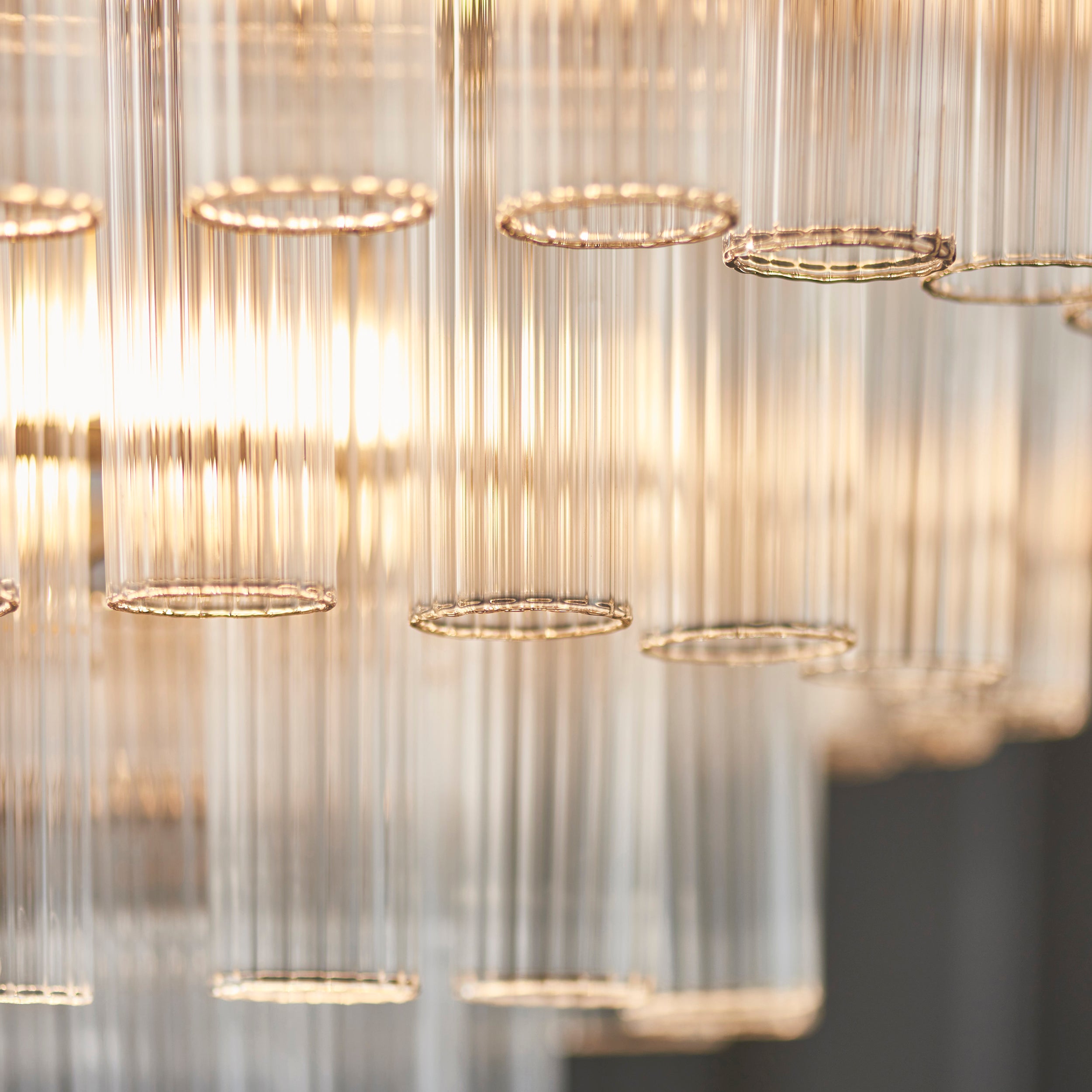 Endon Toulouse 12 Light Pendant - Bright Nickel Plate & Clear Ribbed Glass