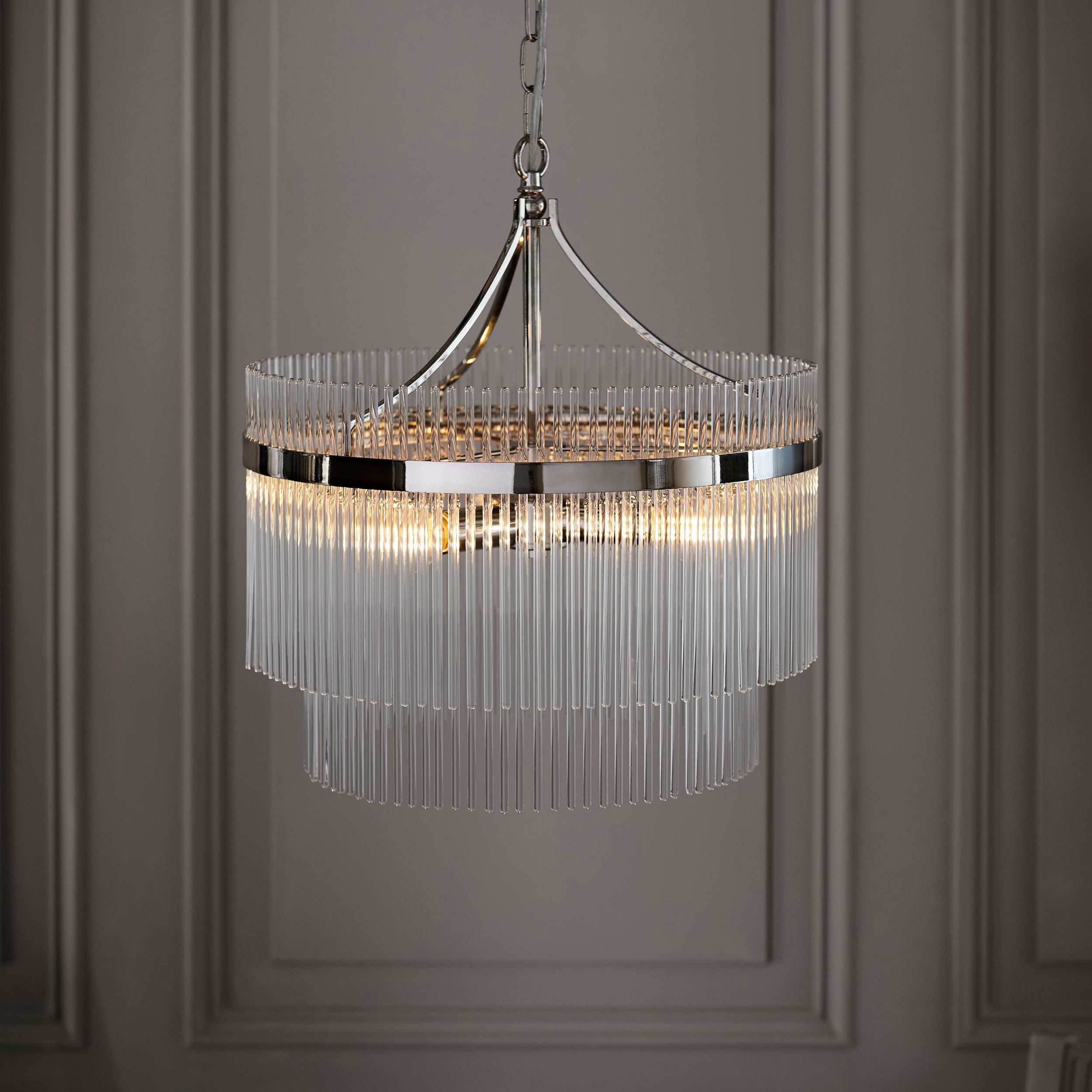 Endon Marietta 5 Light Pendant - Bright Nickel Plate & Clear Glass
