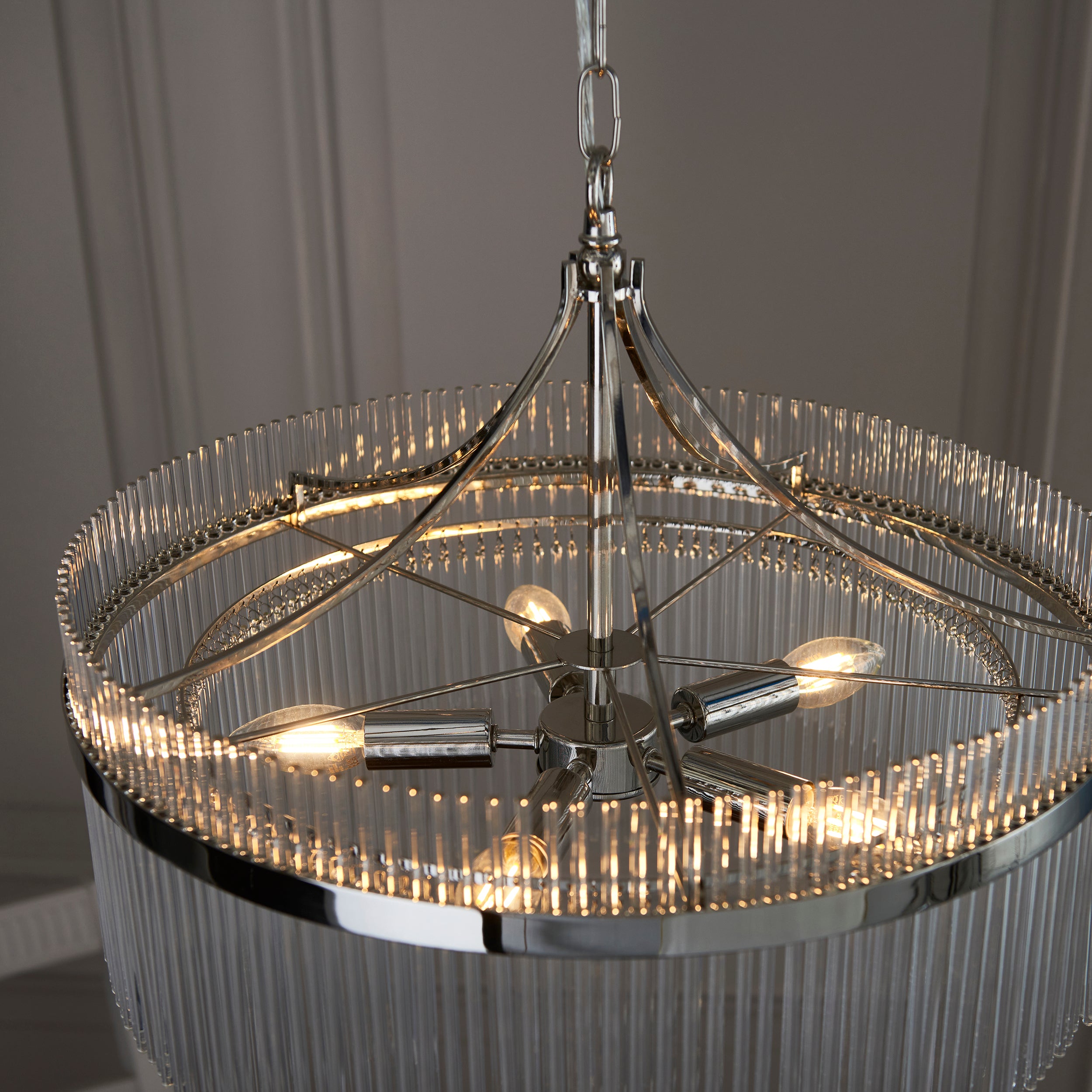 Endon Marietta 5 Light Pendant - Bright Nickel Plate & Clear Glass