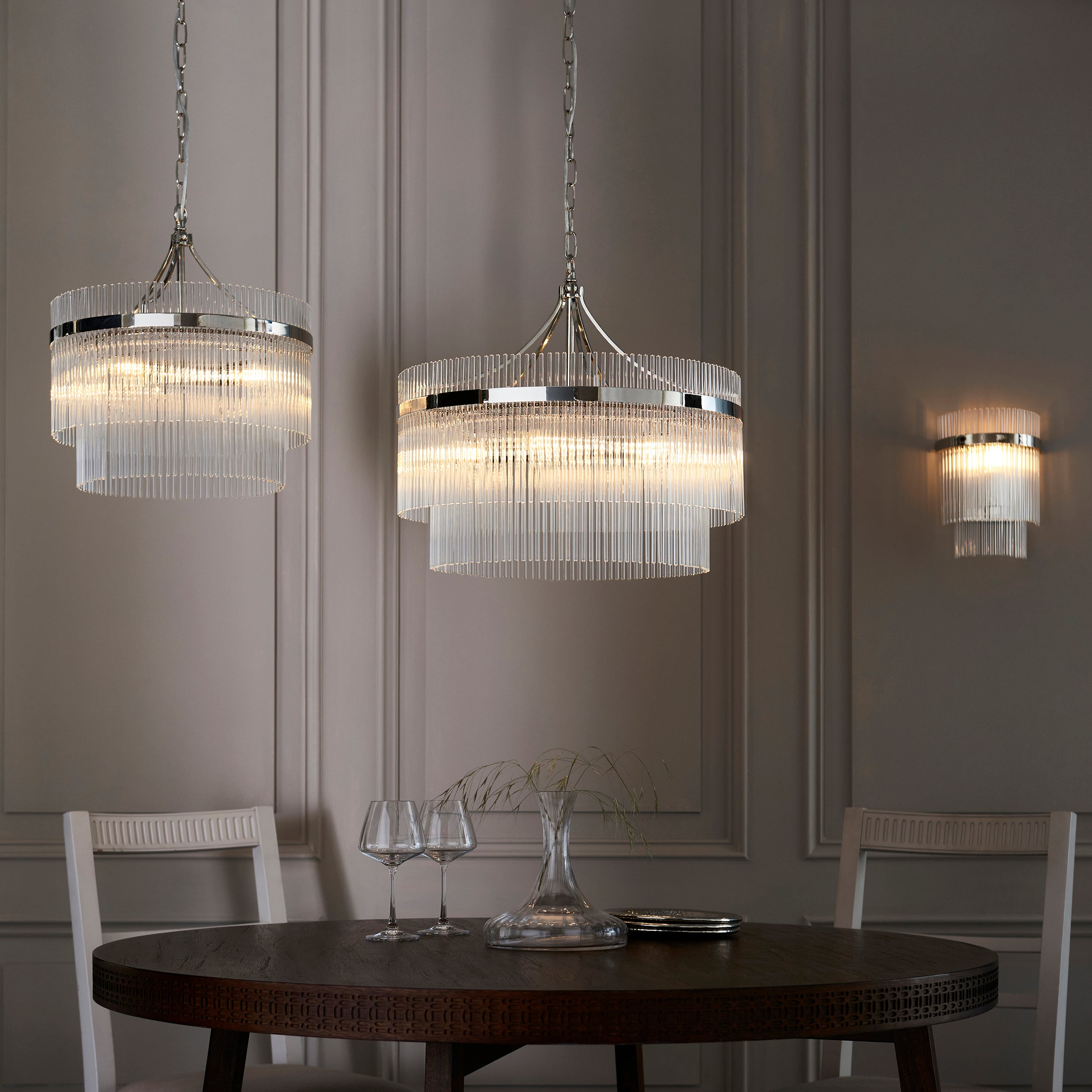 Endon Marietta 3 Light Pendant - Bright Nickel Plate & Clear Glass