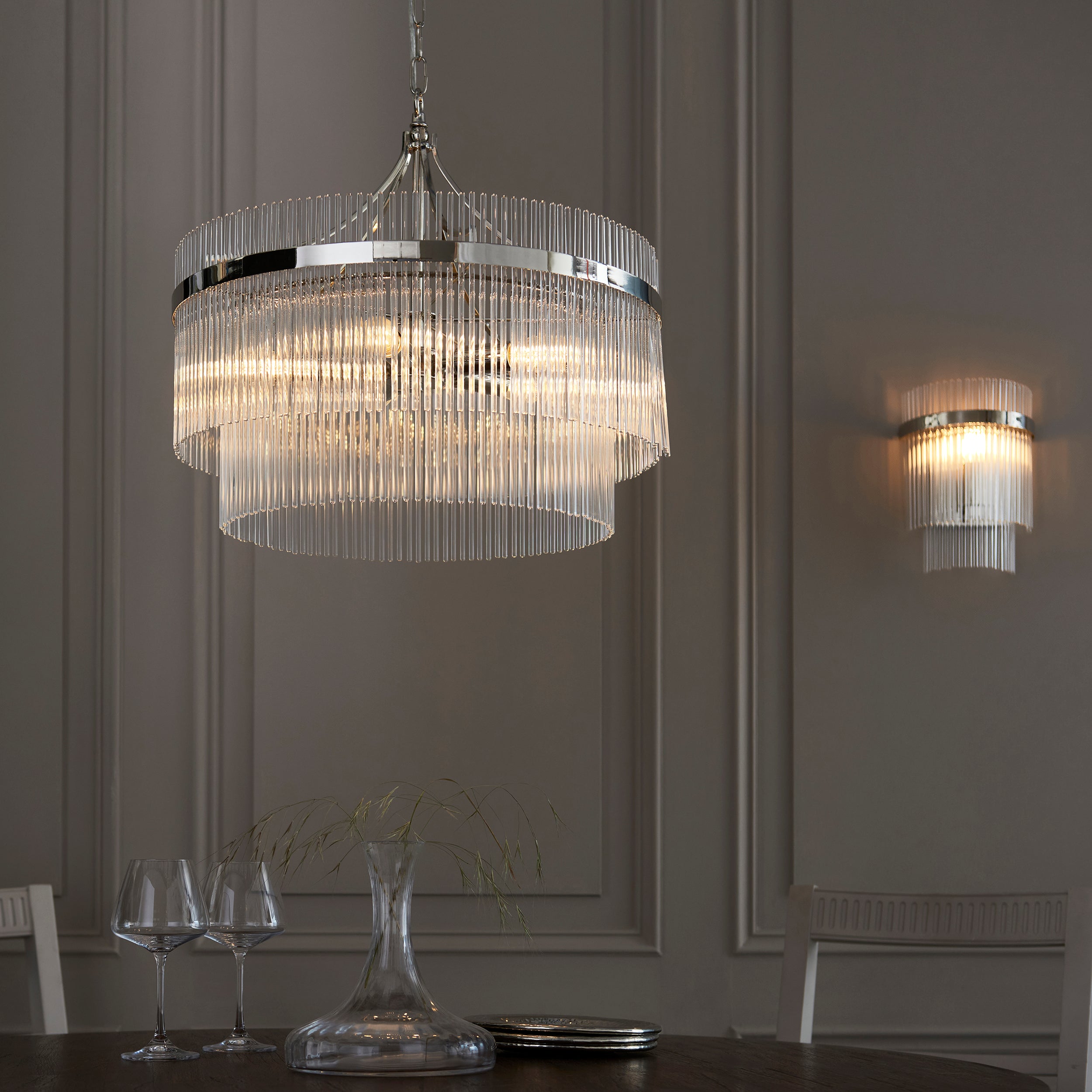 Endon Marietta Single Wall Light - Bright Nickel Plate & Clear Glass