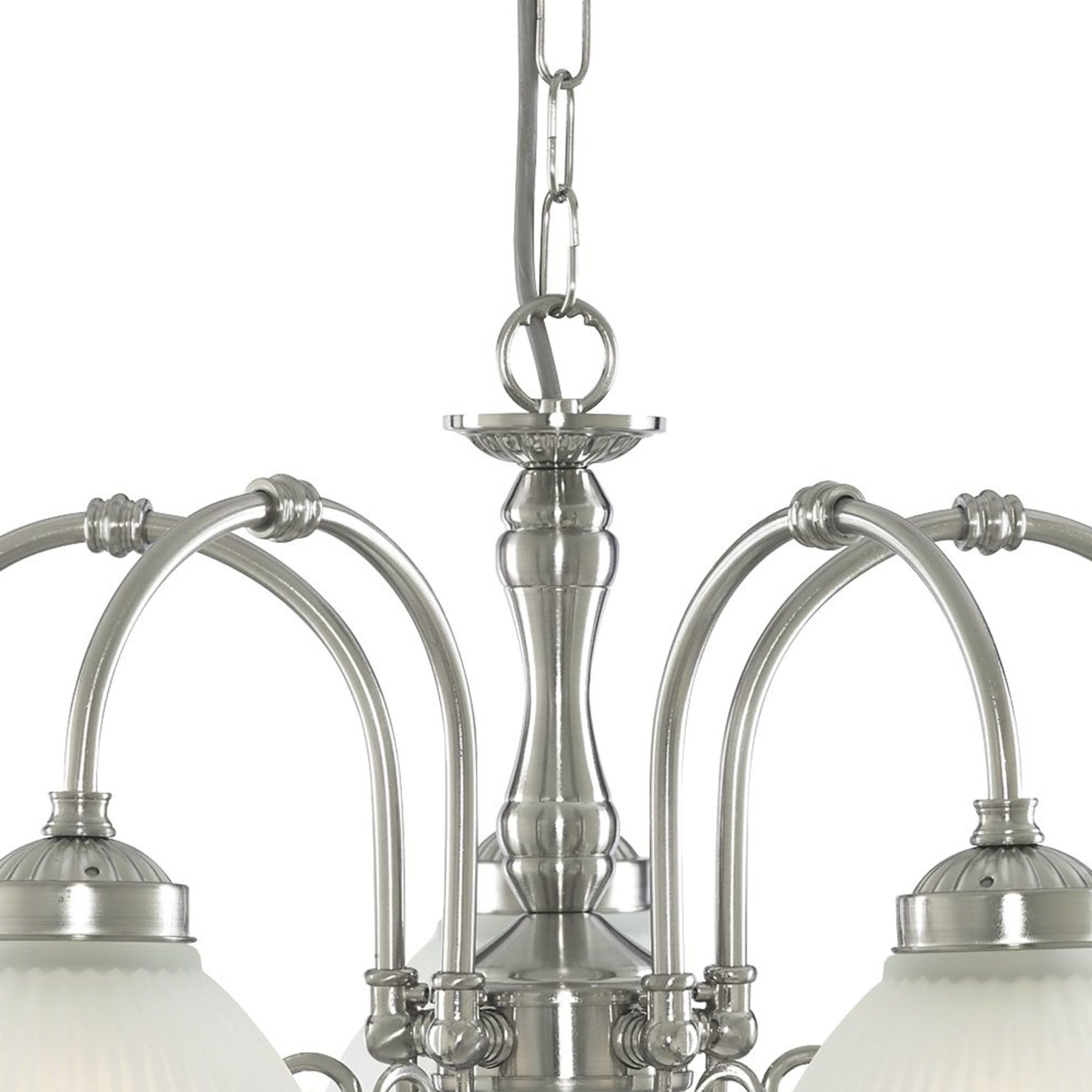 Searchlight Aintree 5 Light Ceiling Light - Satin Silver & Acid Glass