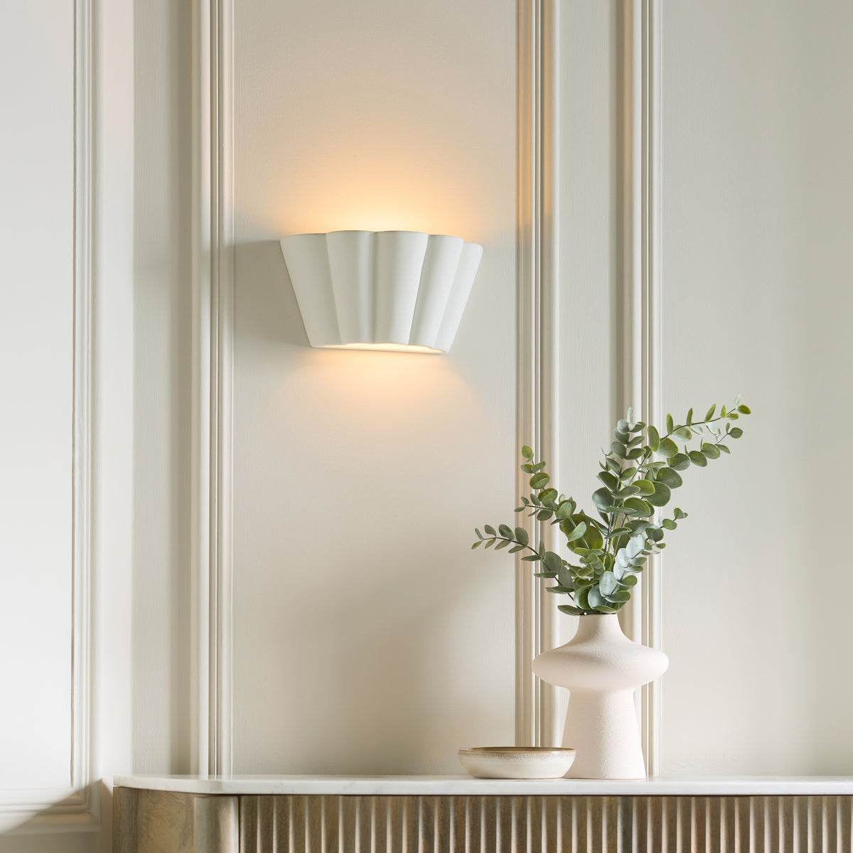 Endon Babylon Wall Washer - Unglazed Ceramic