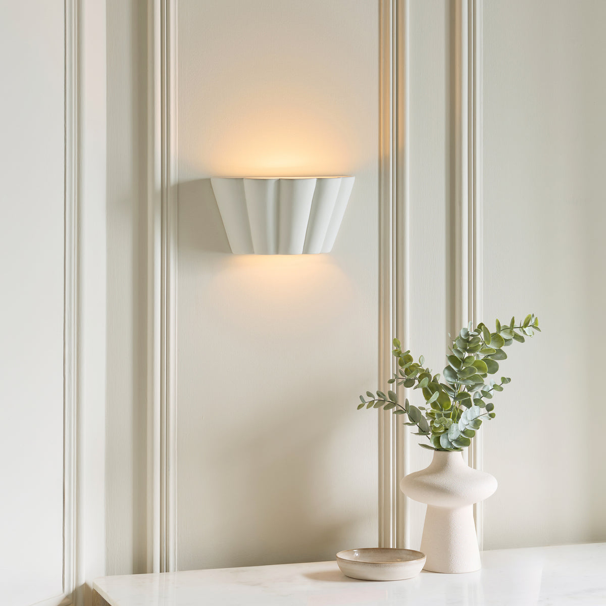 Endon Babylon Wall Washer - Unglazed Ceramic