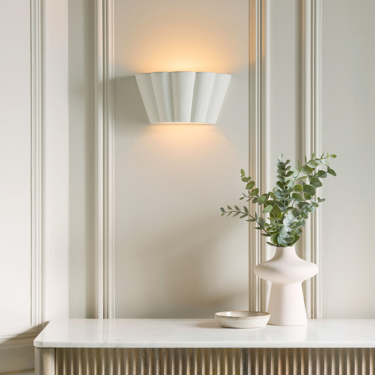 Endon Babylon Wall Washer - Unglazed Ceramic
