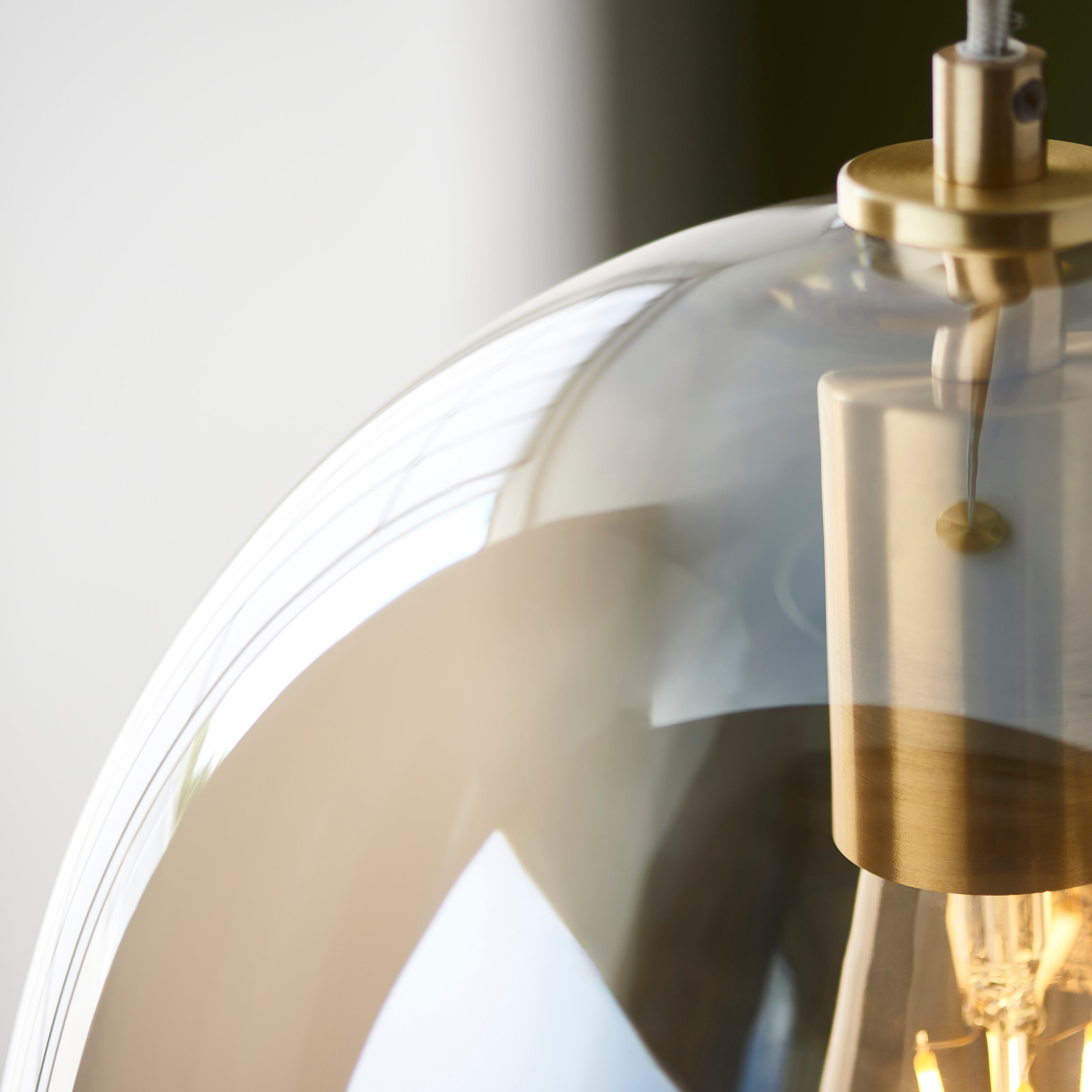 Endon Kelda Oval Single Pendant - Satin Brass Plate & Champagne Lustre Glass