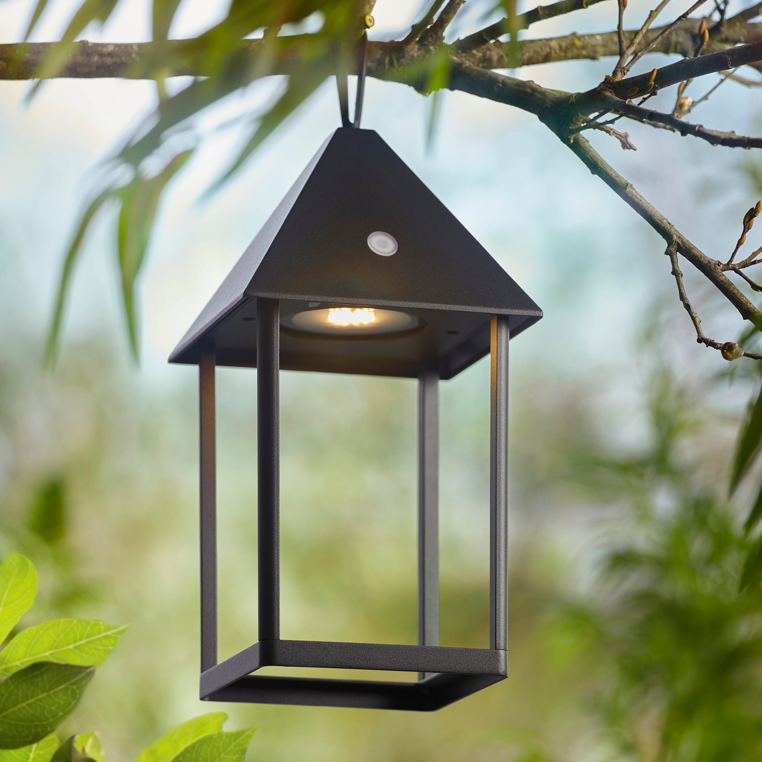 Endon Hoot Medium IP44 USB Table Lantern - Matt Black