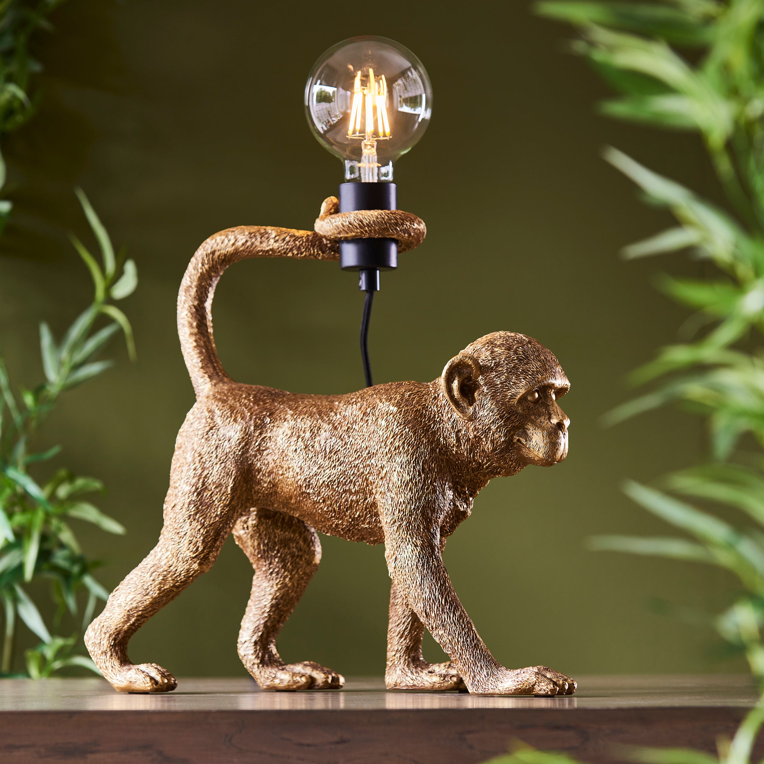 Endon Capuchin Single Table Light - Vintage Gold Paint & Matt Black