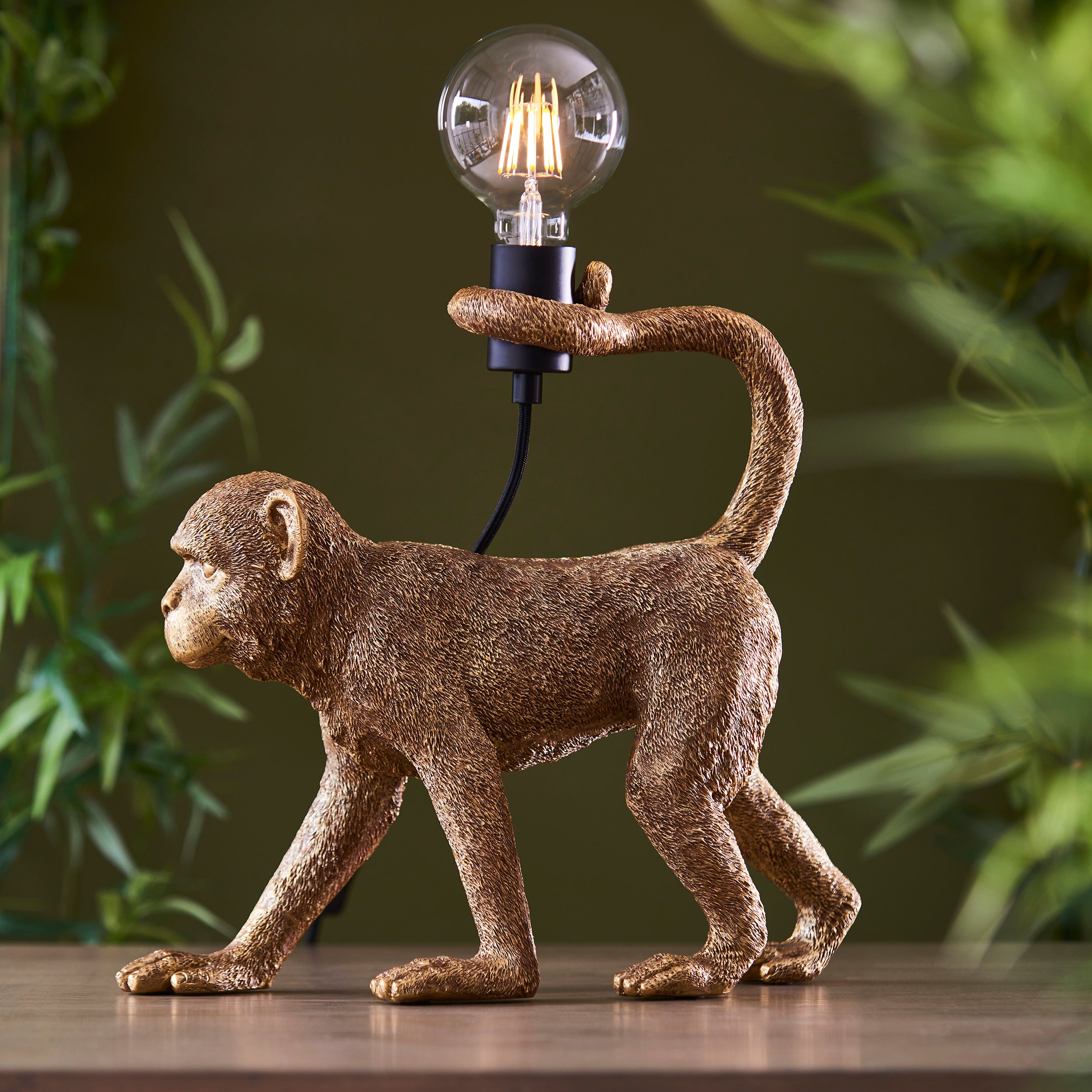 Endon Capuchin Single Table Light - Vintage Gold Paint & Matt Black