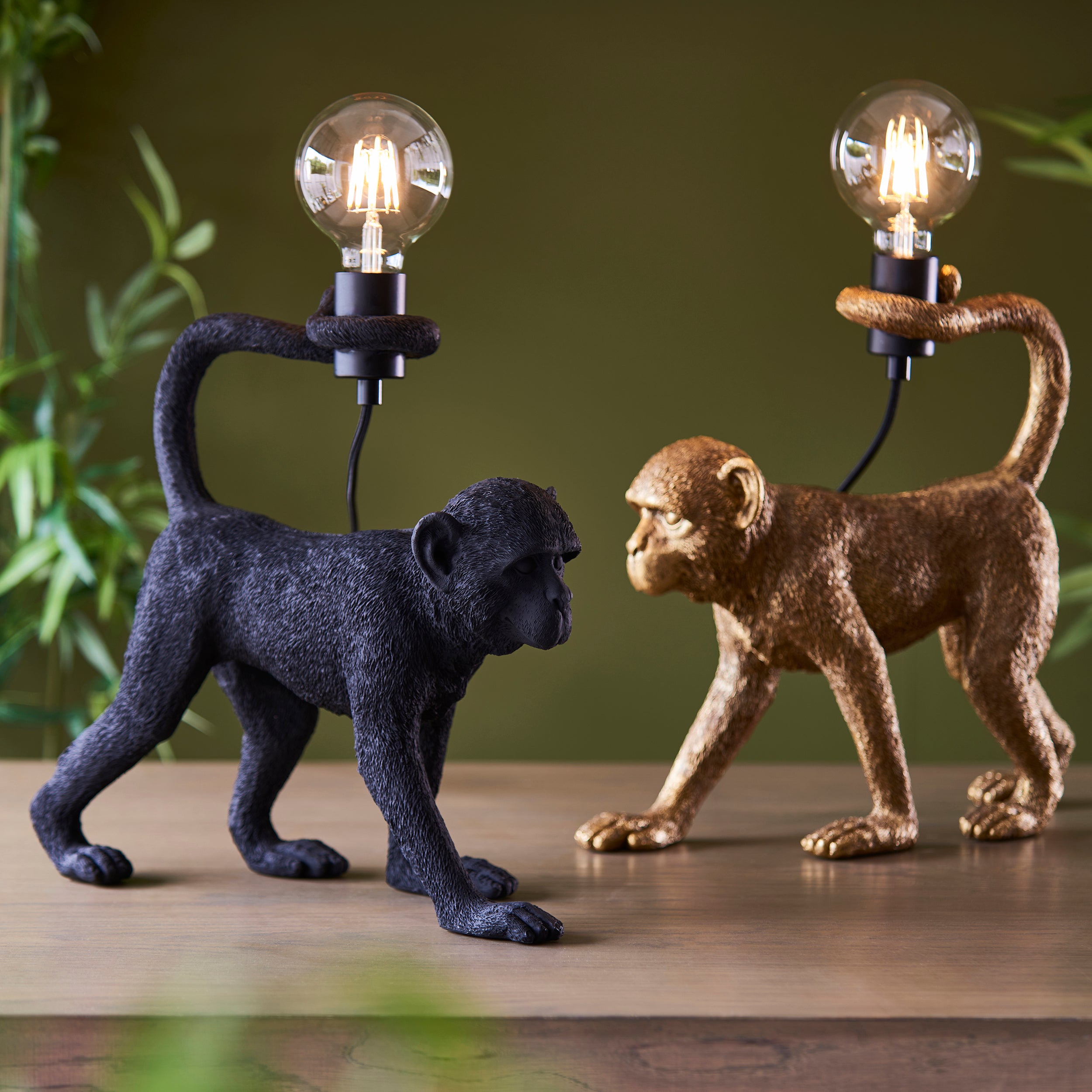 Endon Capuchin Single Table Light - Vintage Gold Paint & Matt Black