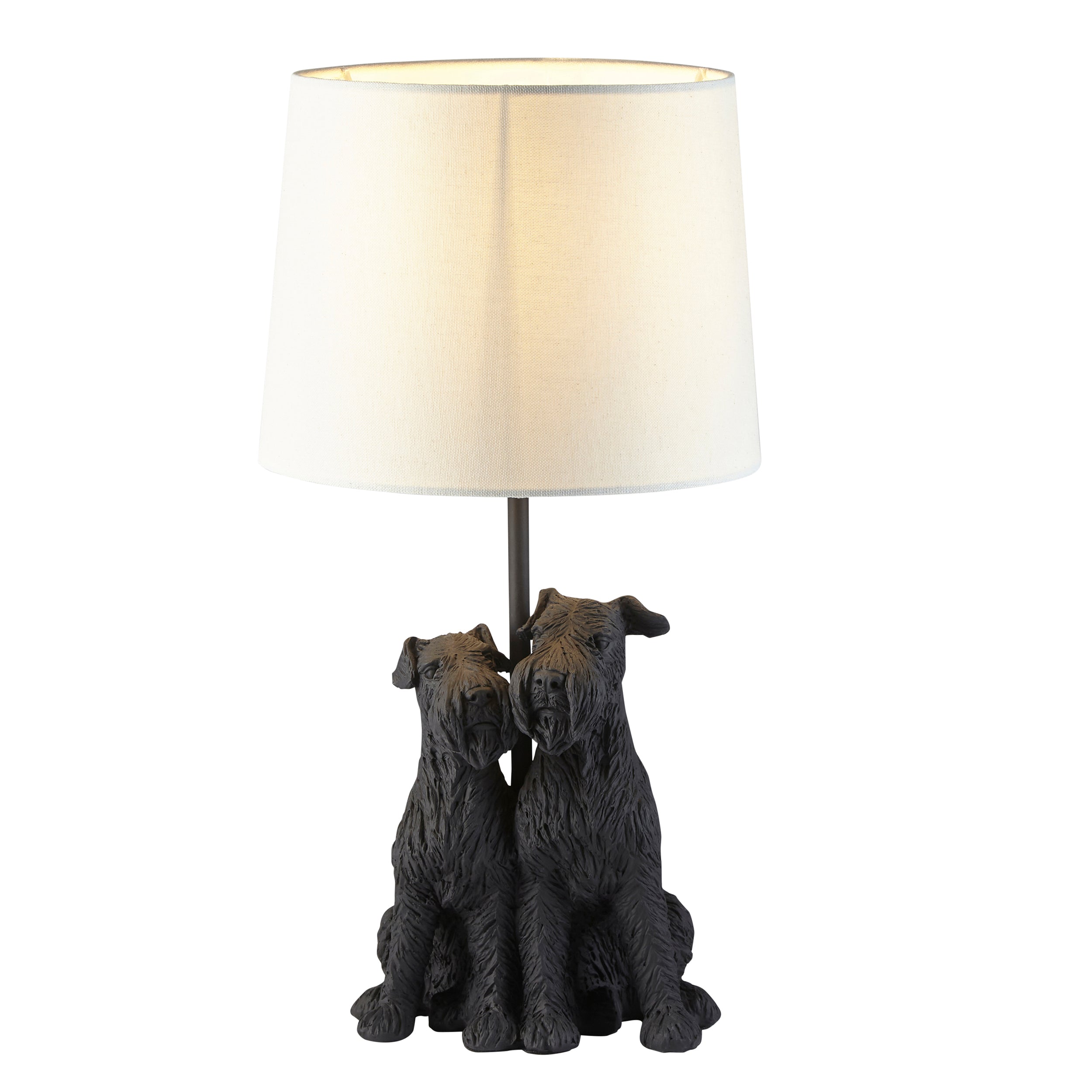 Endon Westie Single Table Light - Matt Black & Natural Linen