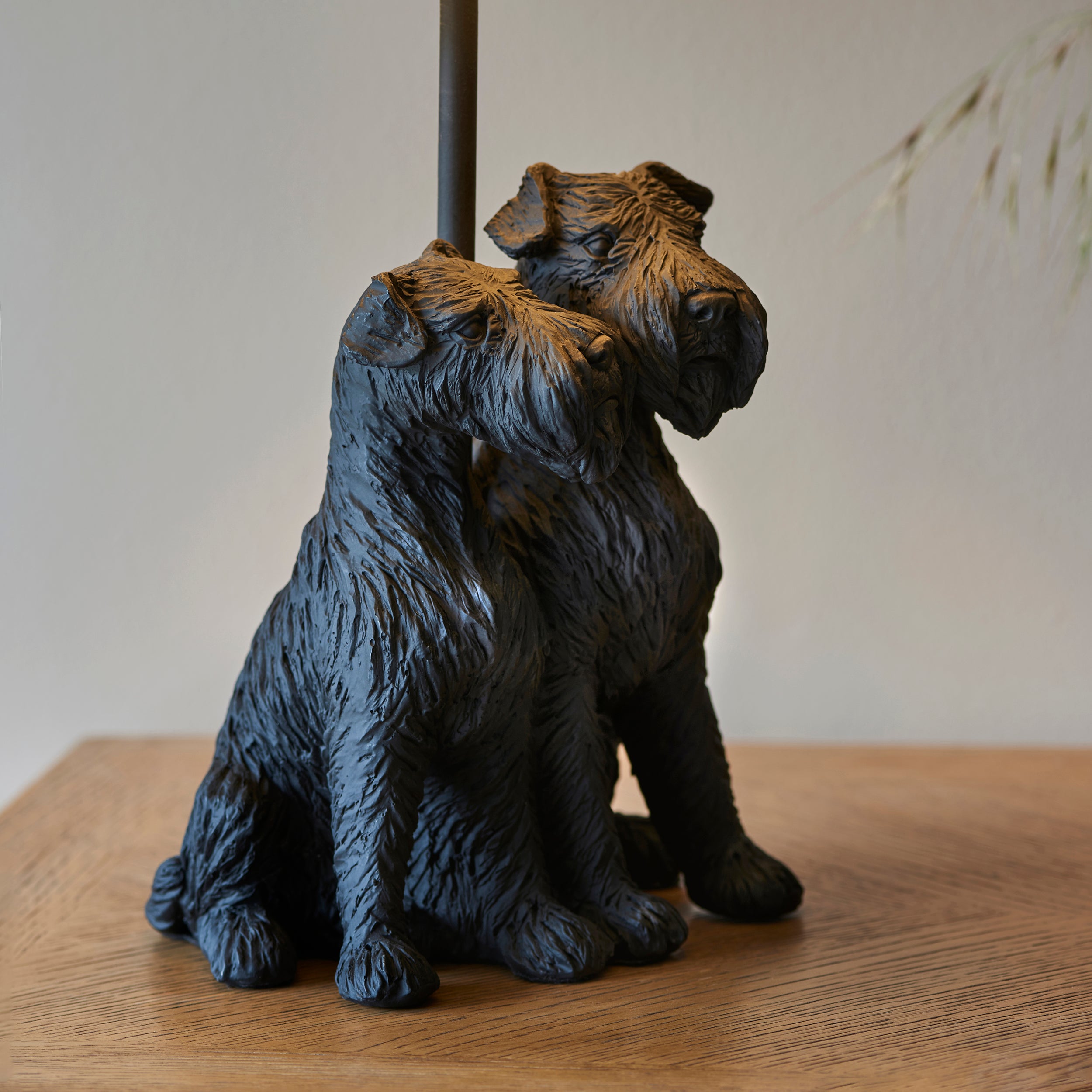 Endon Westie Single Table Light - Matt Black & Natural Linen