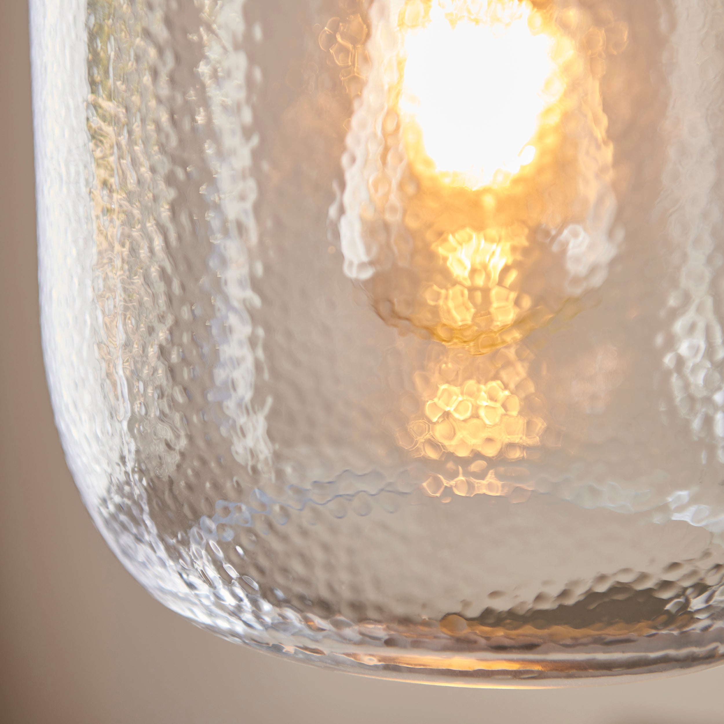 Endon Lyra Single Pendant - Clear textured Glass & Antique Brass Plate