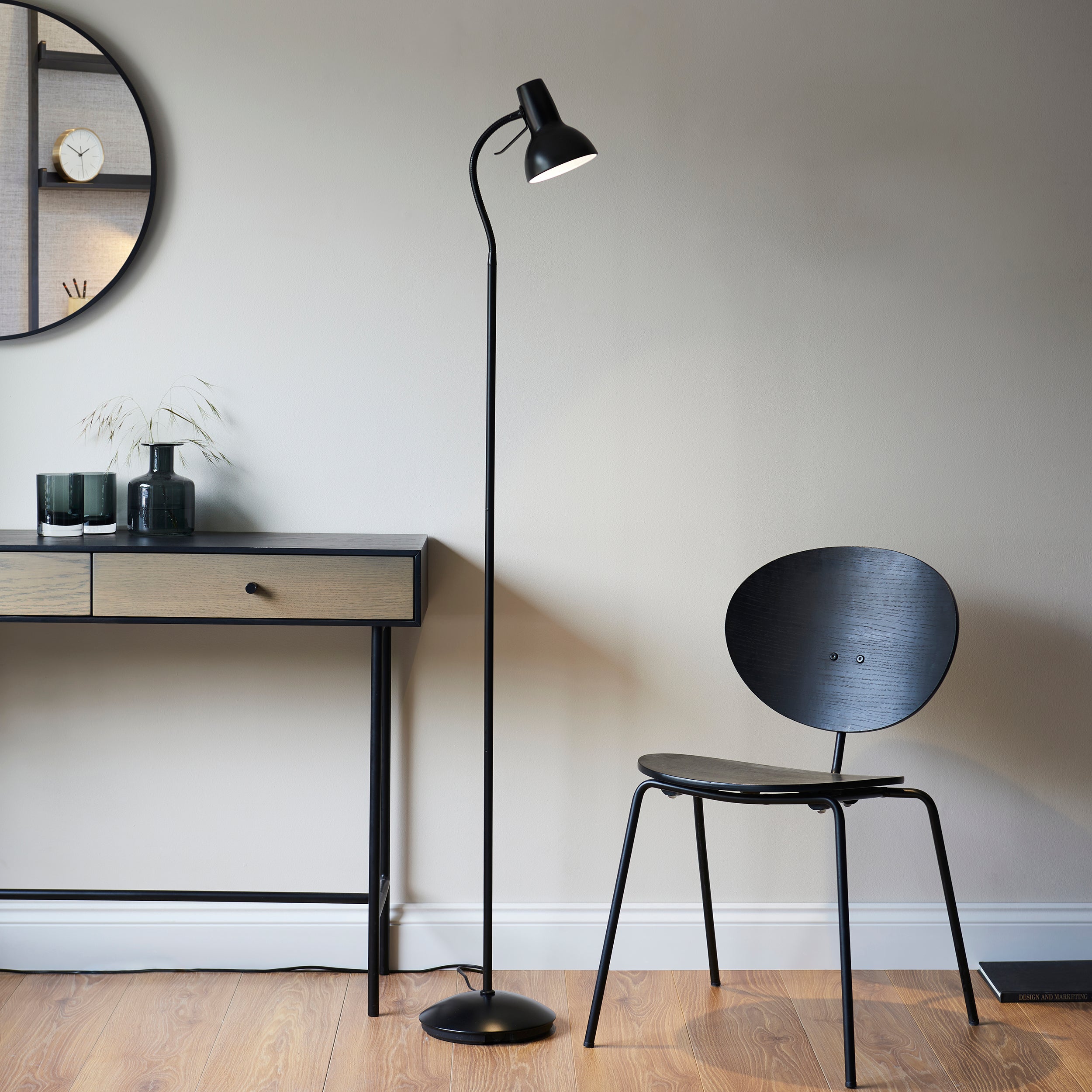 Endon Amalfi Single Floor Light - Matt Black Paint