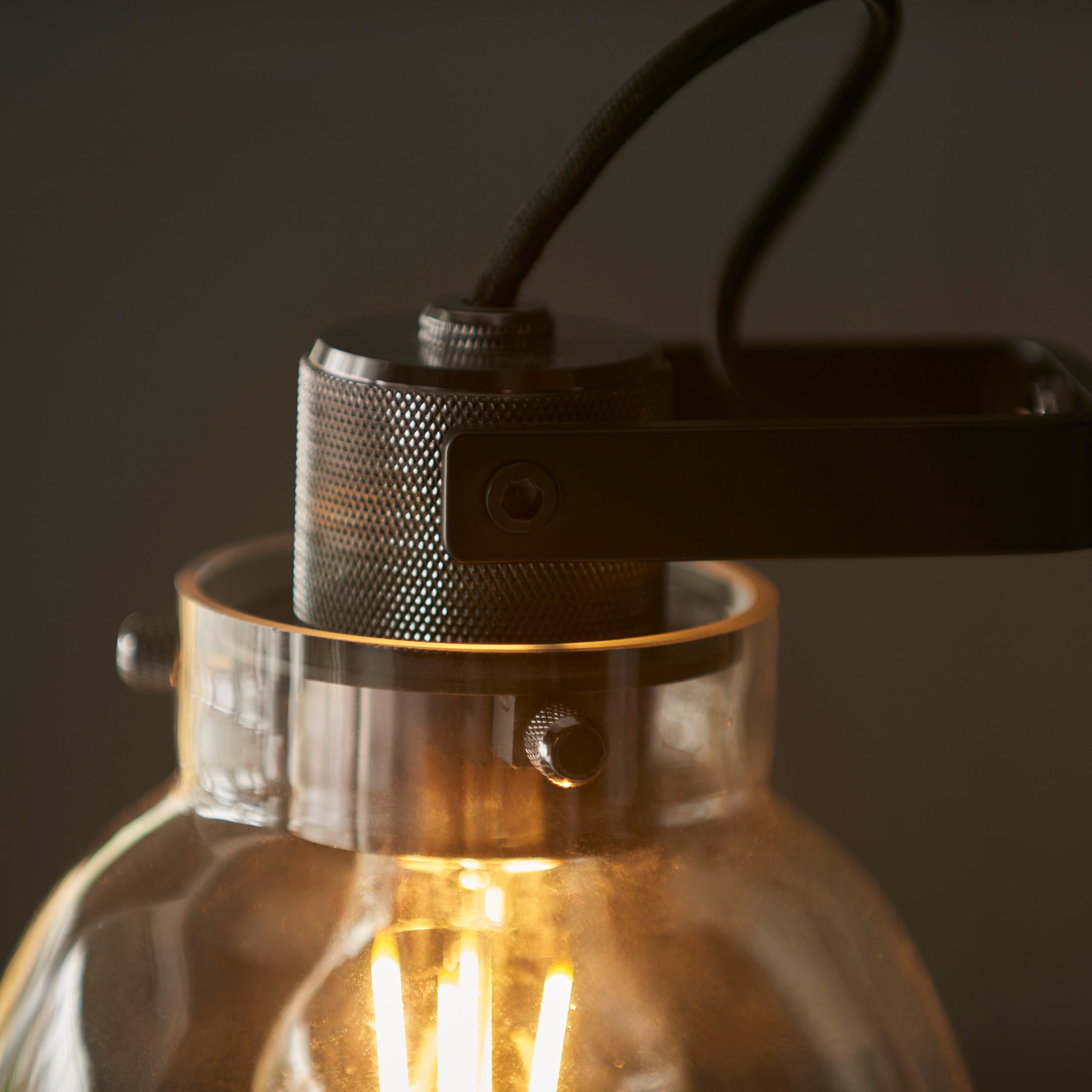 Endon Pitch 1 Light Table Lamp - Black Chrome & Tinted Glass