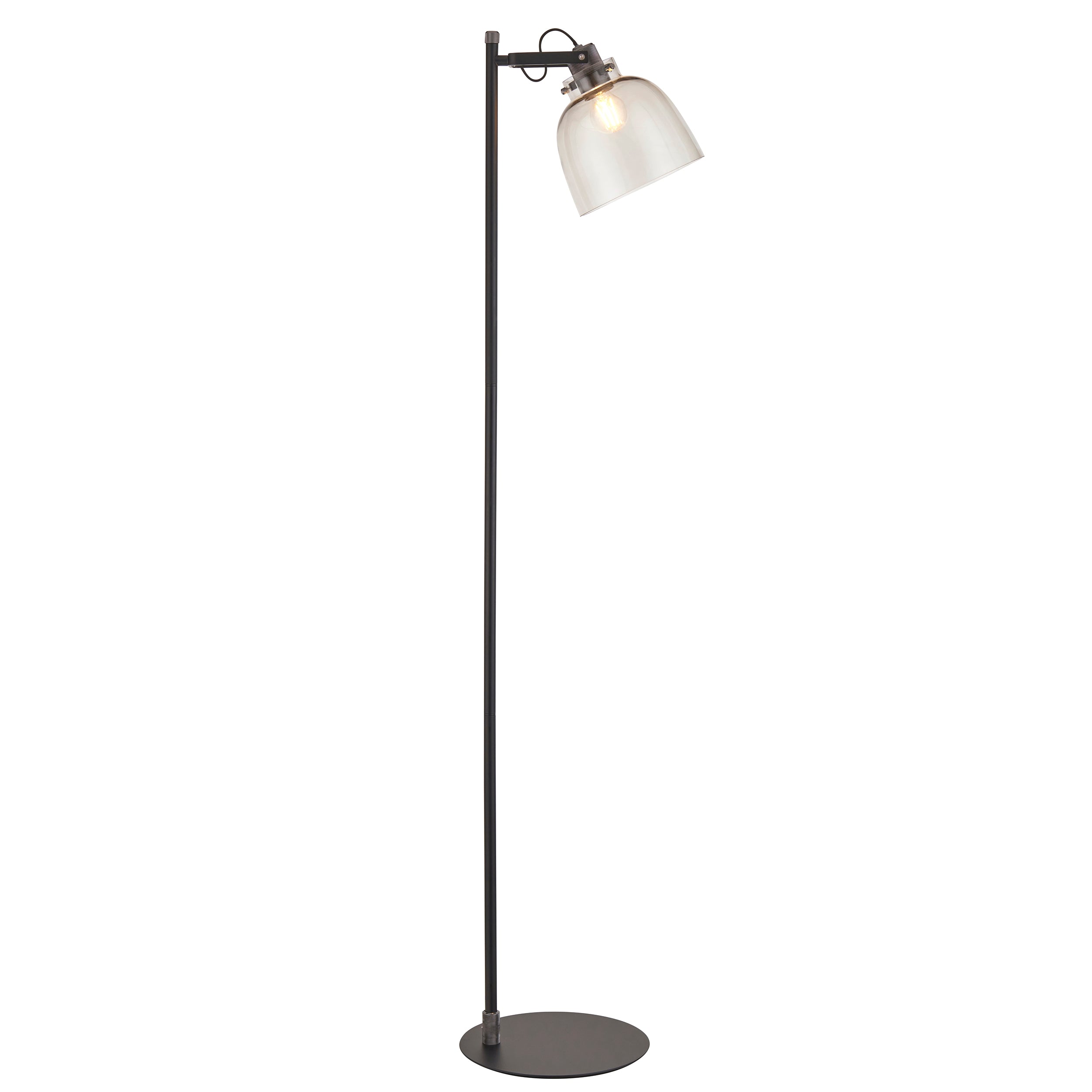 Endon Pitch 1 Light Floor Lamp - Black Chrome & Tinted Glass