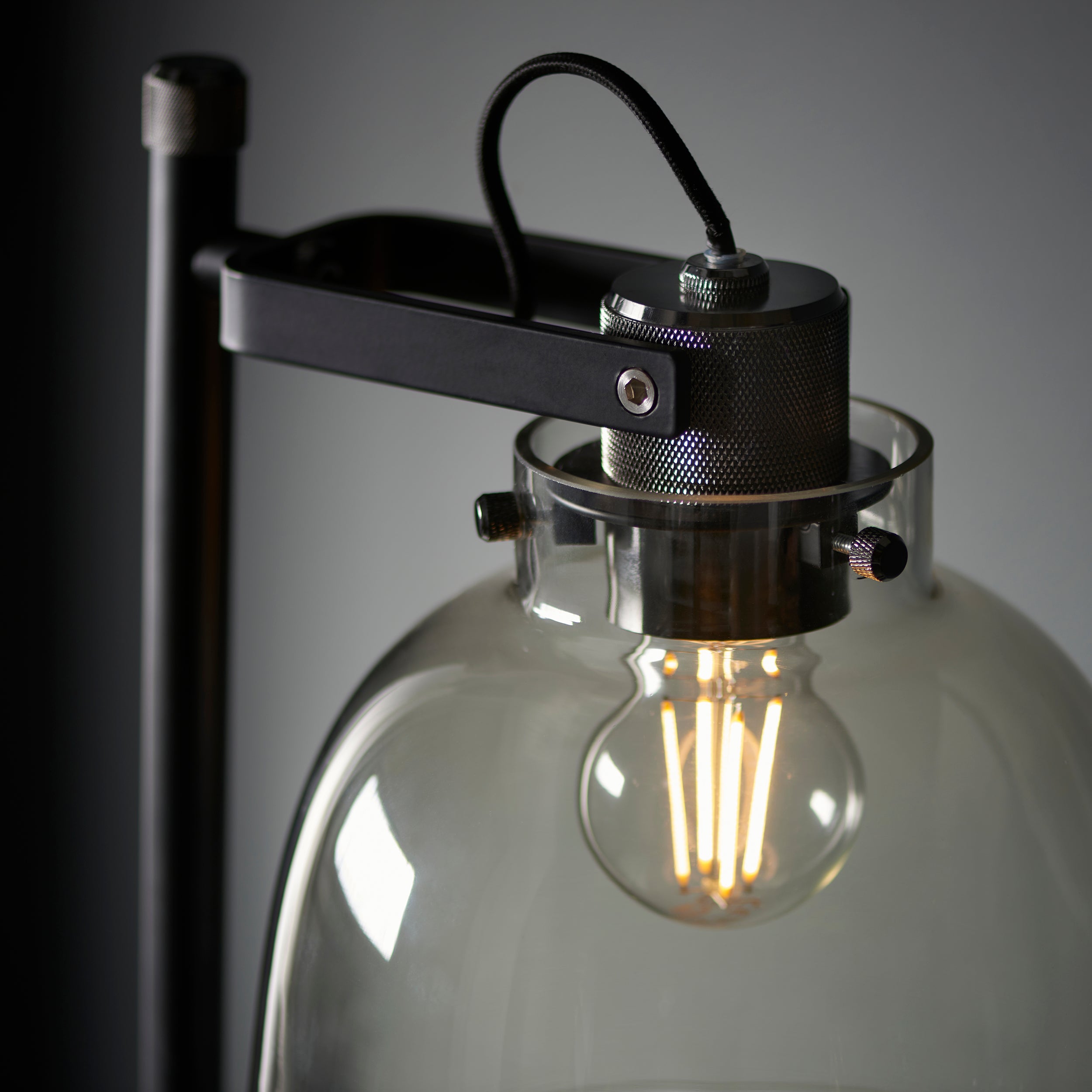 Endon Pitch 1 Light Floor Lamp - Black Chrome & Tinted Glass