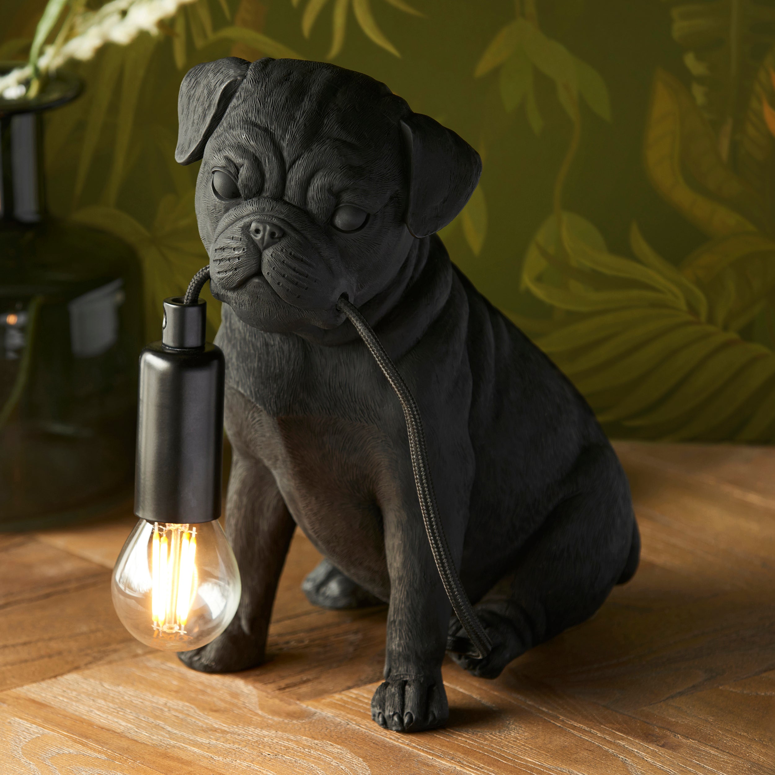 Endon Pug Puppy 1 Light Table Lamp - Matt Black
