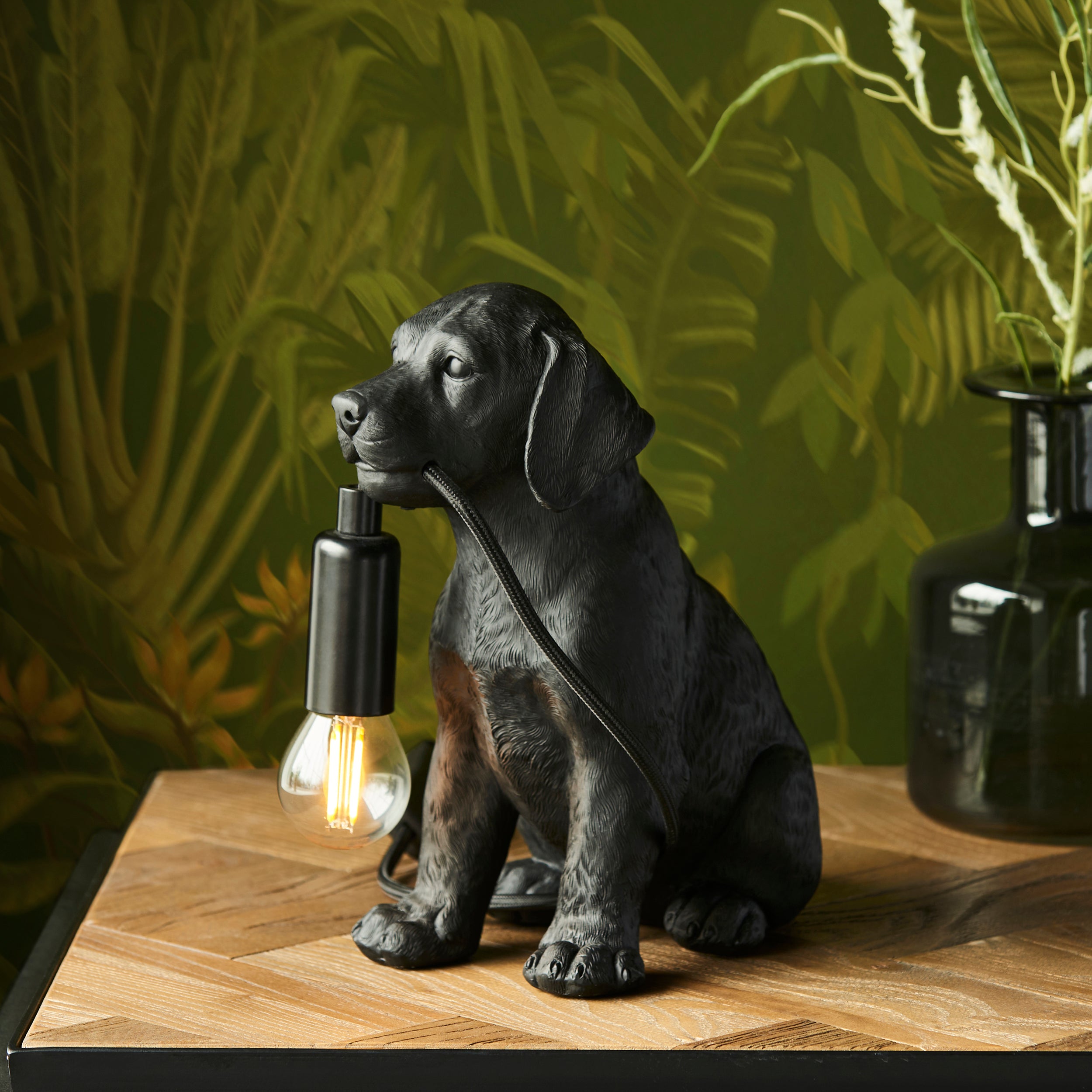 Endon Labrador Puppy 1 Light Table Lamp - Matt Black