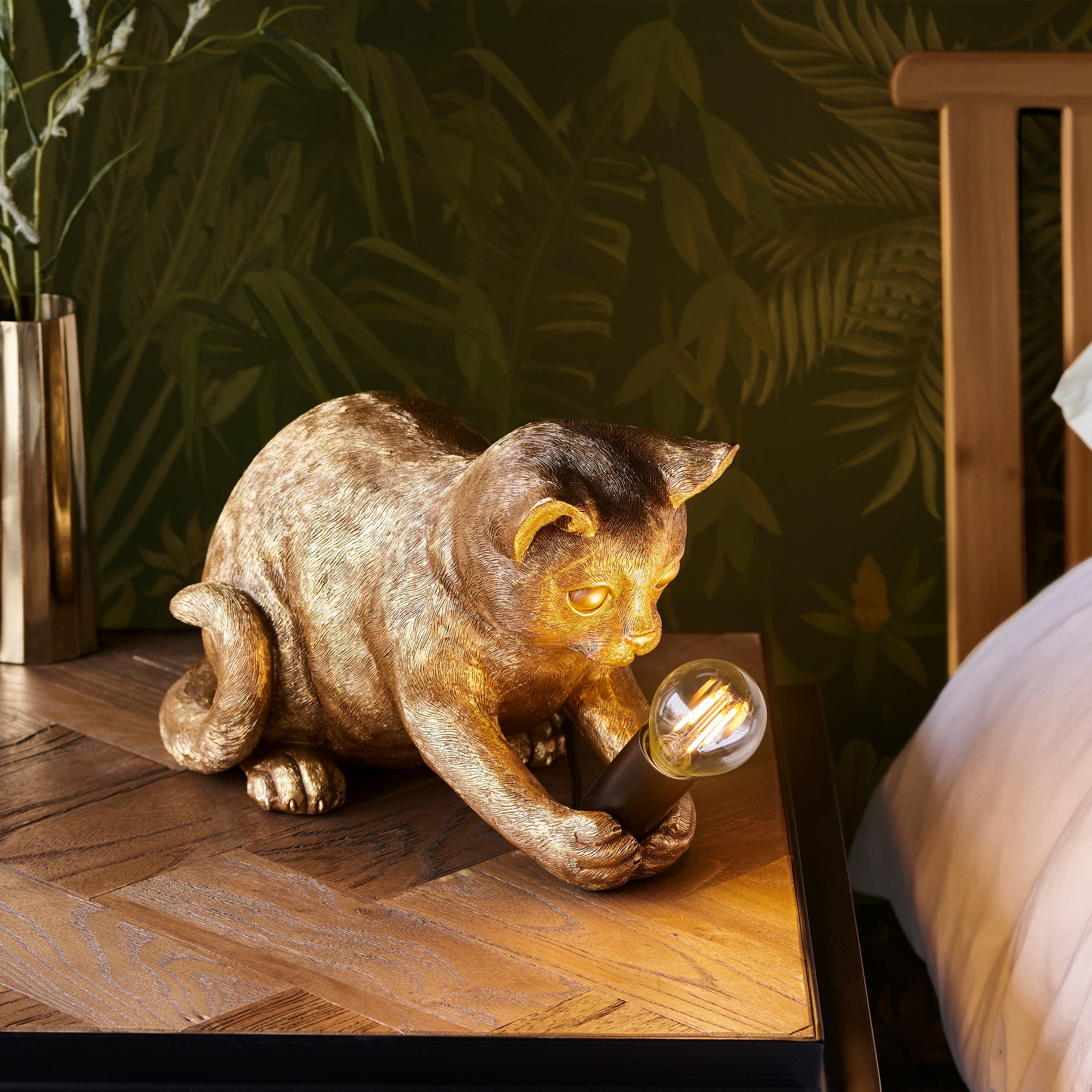 Endon Kitten 1 Light Table Lamp - Vintage Gold & Matt Black
