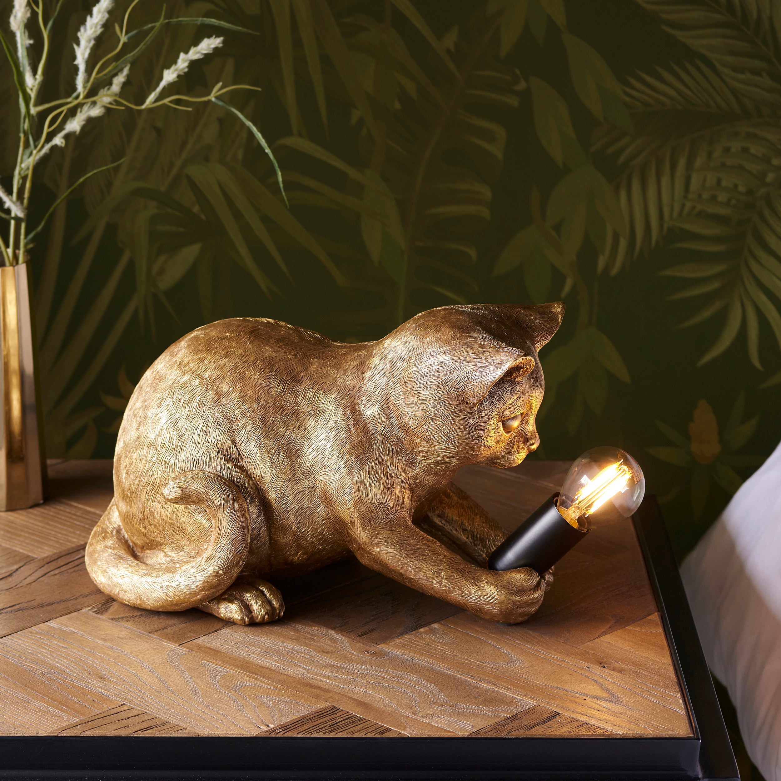 Endon Kitten 1 Light Table Lamp - Vintage Gold & Matt Black