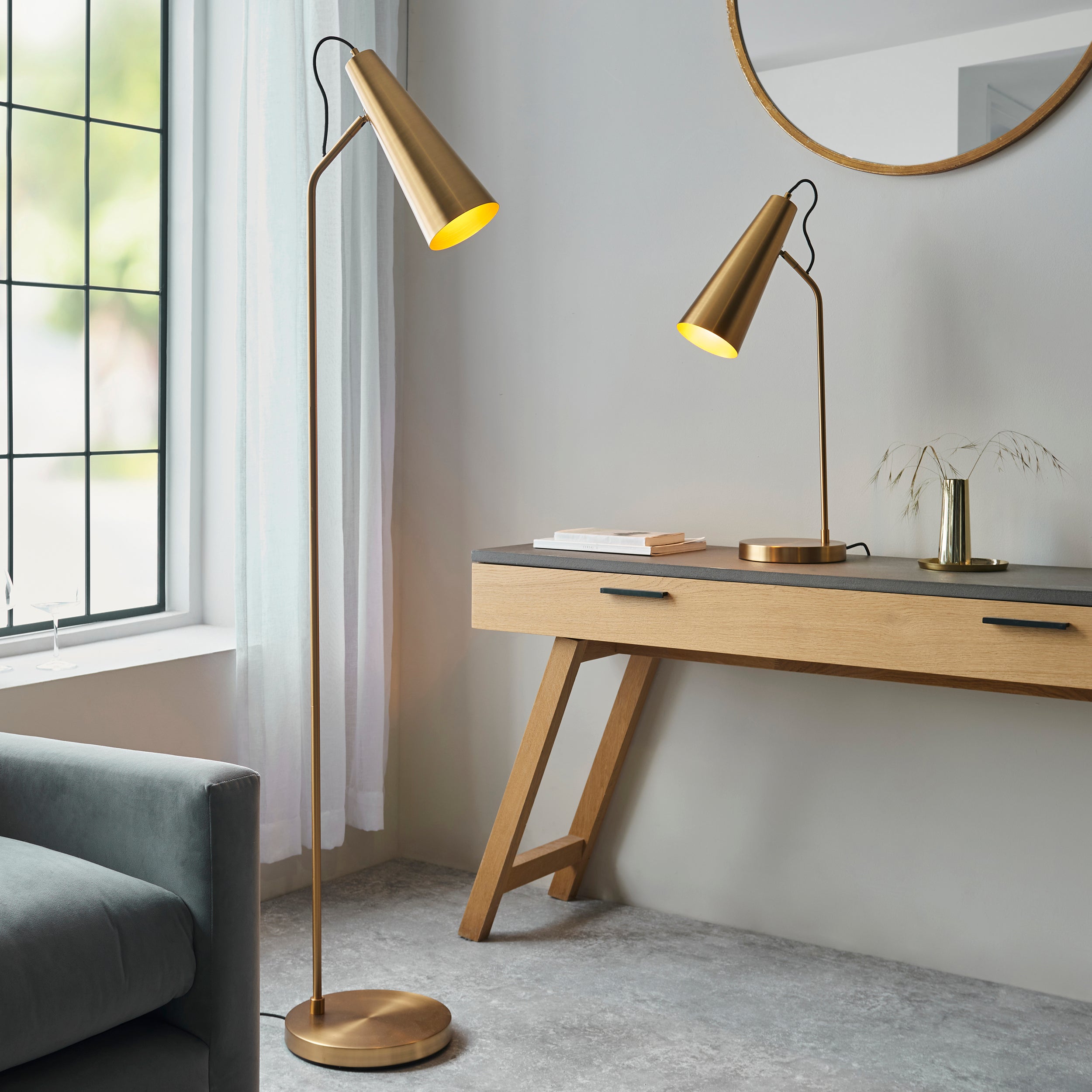Endon Karna New Single Table Light - Warm Antique Brass Plate