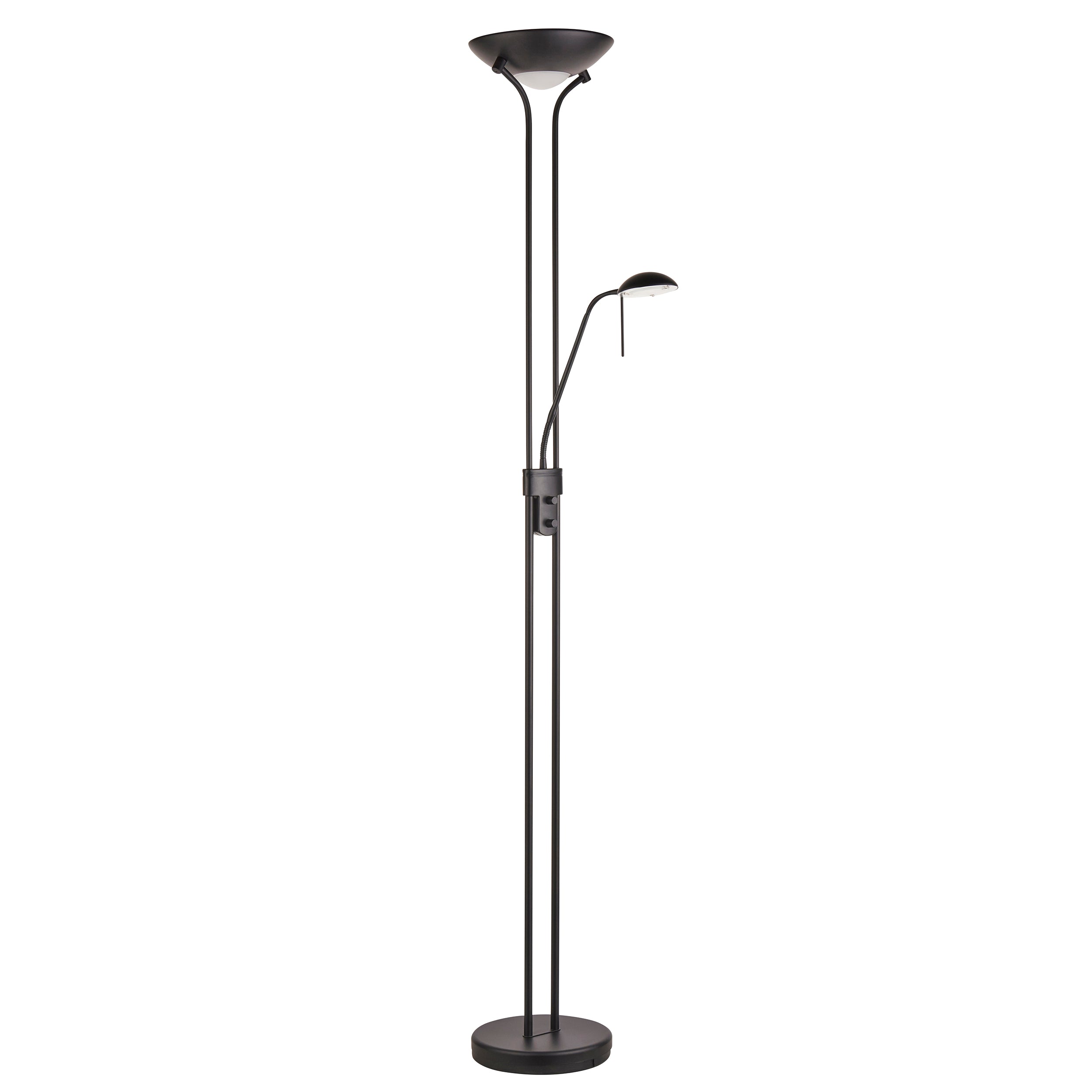 Endon Rome Floor Lamp - Matt Black & Opal Glass