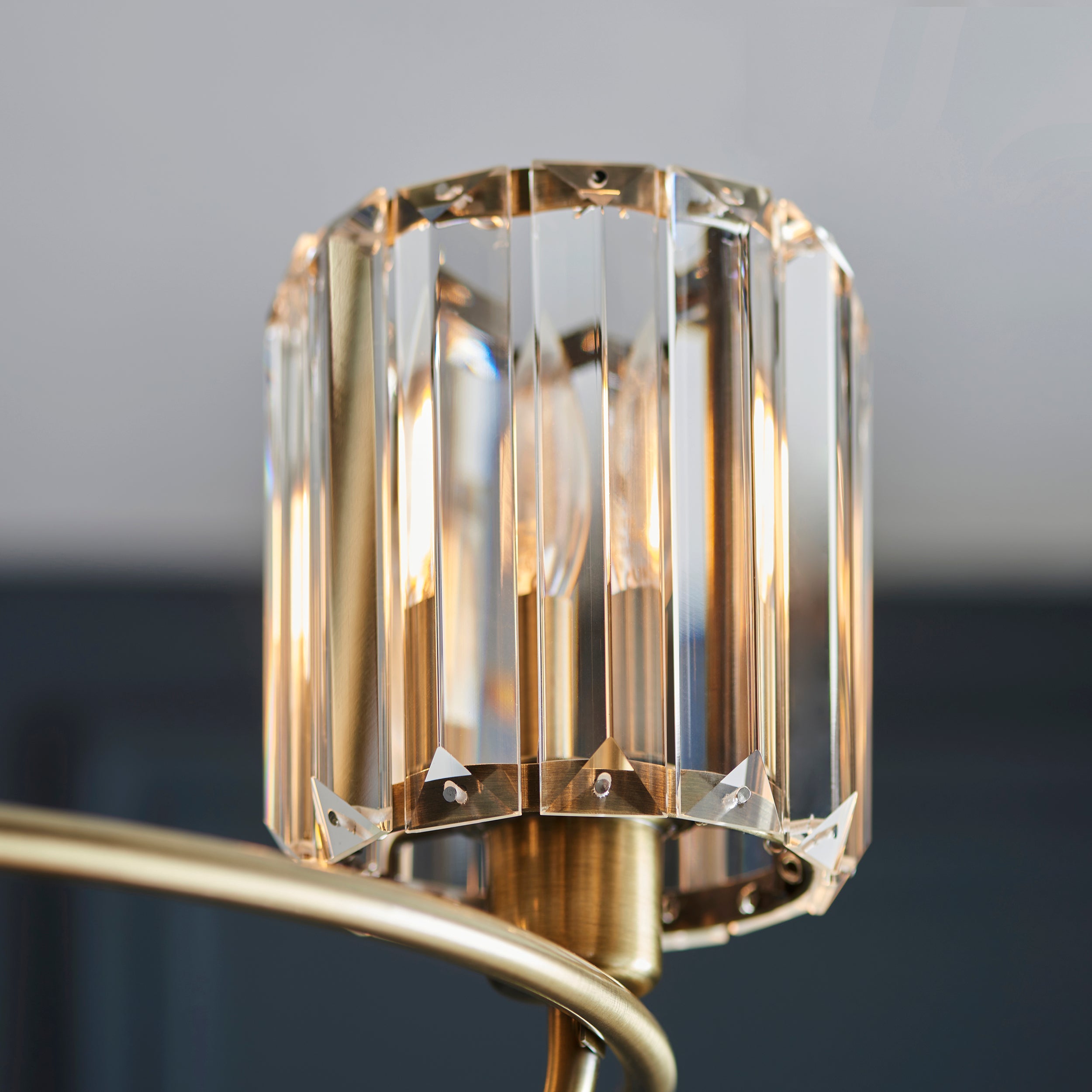 Endon Berenice 3 Light Semi-Flush Fitting - Antique Brass Plate & Clear Glass