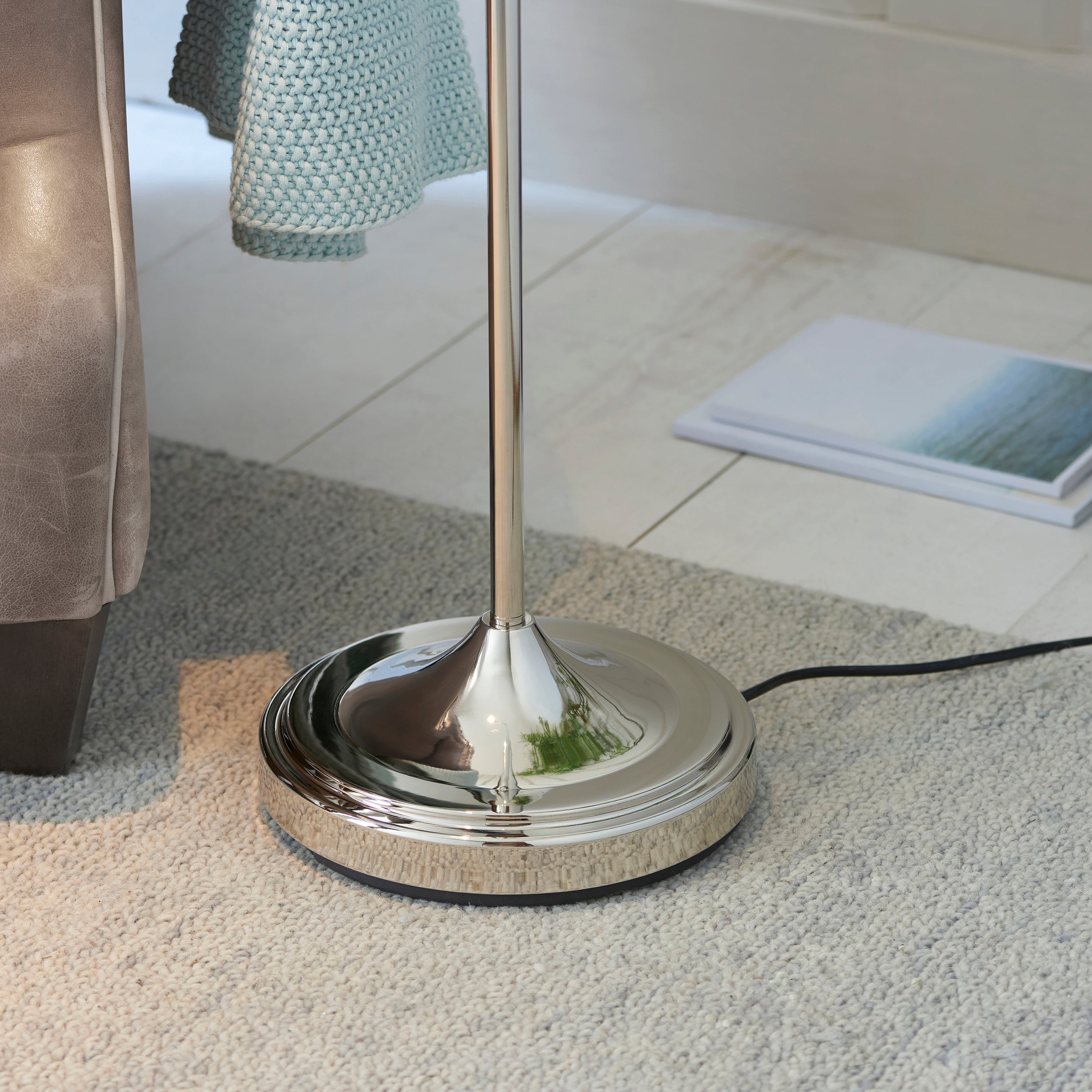 Endon Classic Flexi Single Light Floor - Bright Nickel Plate
