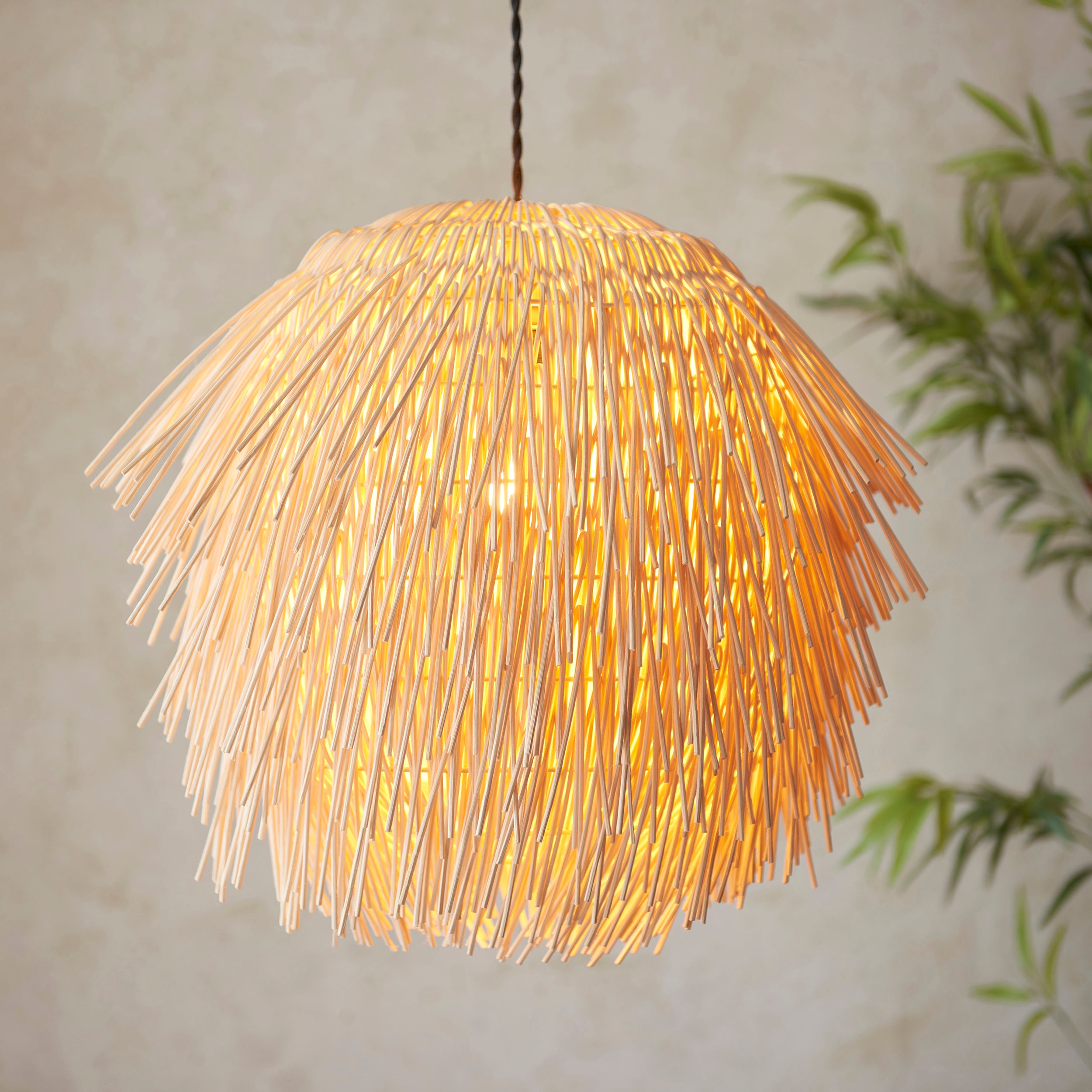 Endon Pushpa Single Light Pendant Easyfit Shade - Natural Rattan