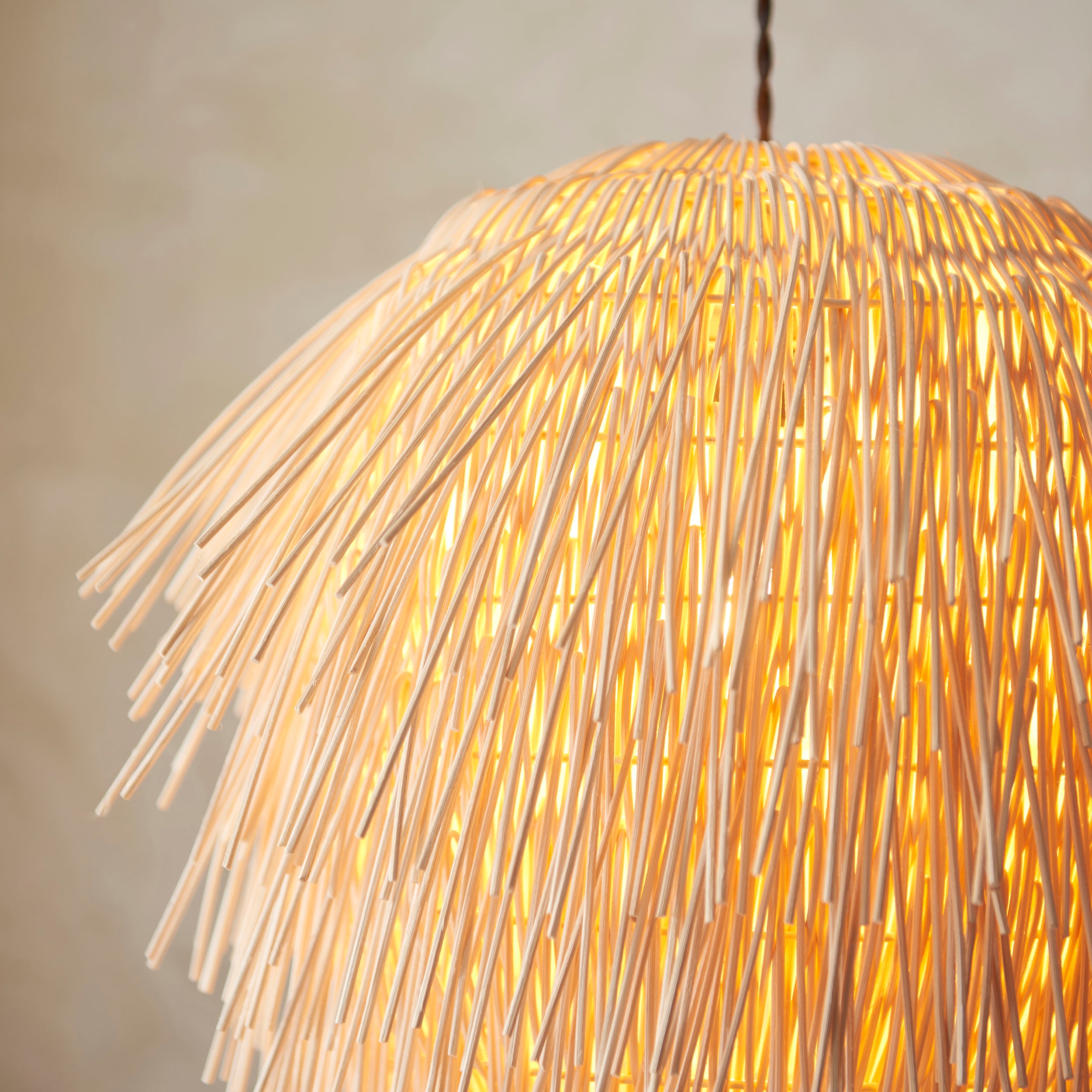 Endon Pushpa Single Light Pendant Easyfit Shade - Natural Rattan