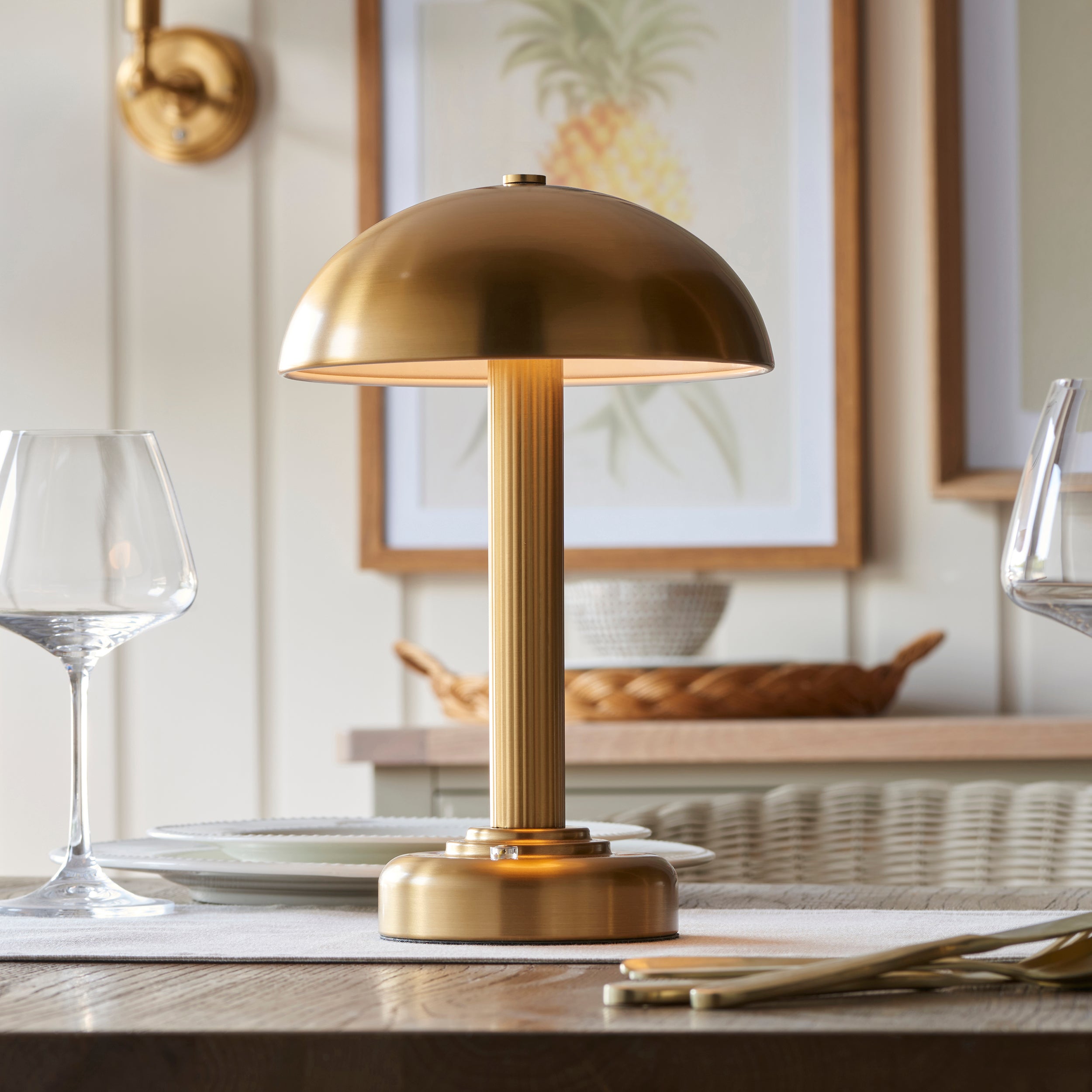 Endon Bridport Rechargeable Table Lamp - Warm Brass Plate