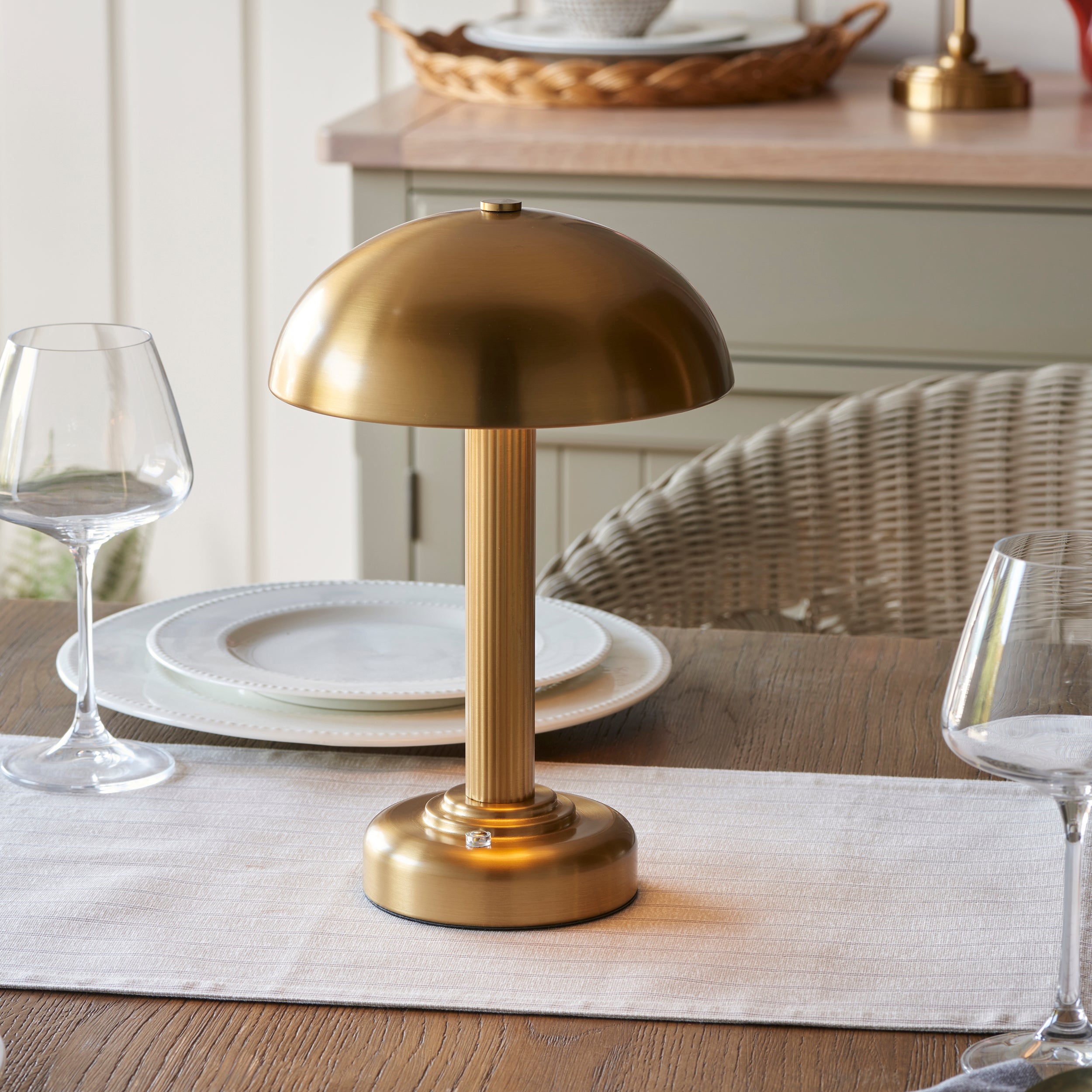 Endon Bridport Rechargeable Table Lamp - Warm Brass Plate