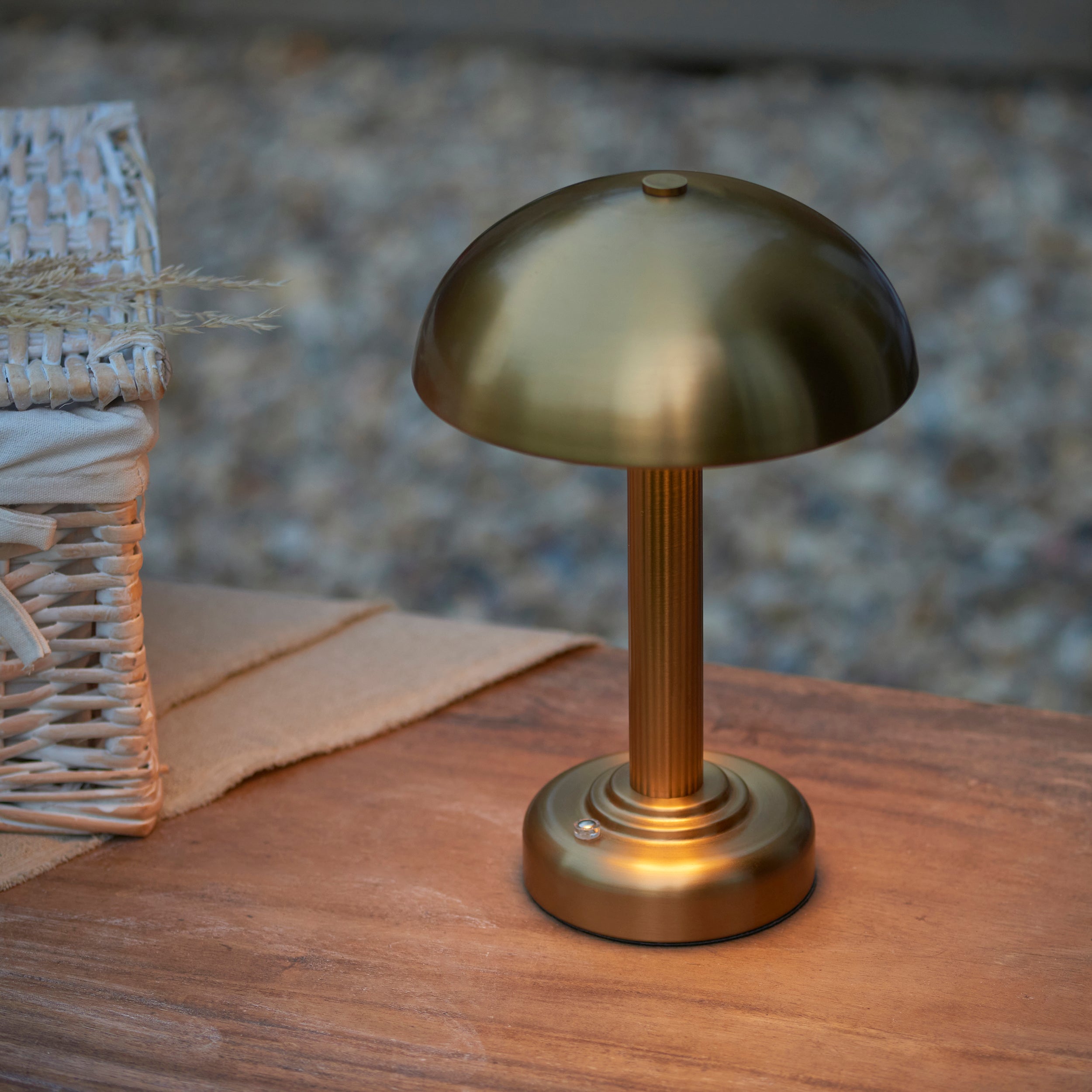 Endon Bridport Rechargeable Table Lamp - Warm Brass Plate