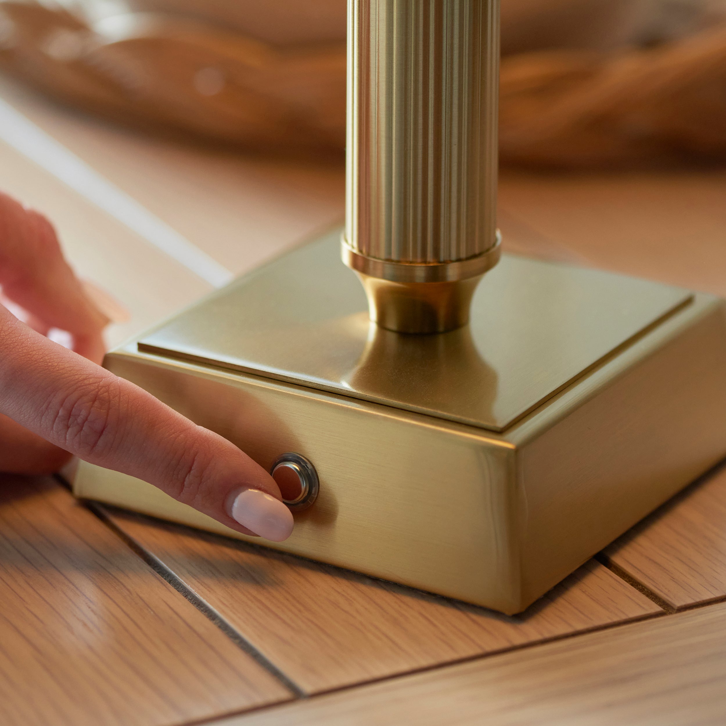 Endon Trobridge Rechargeable Table Lamp - Brushed Aged Brass Plate