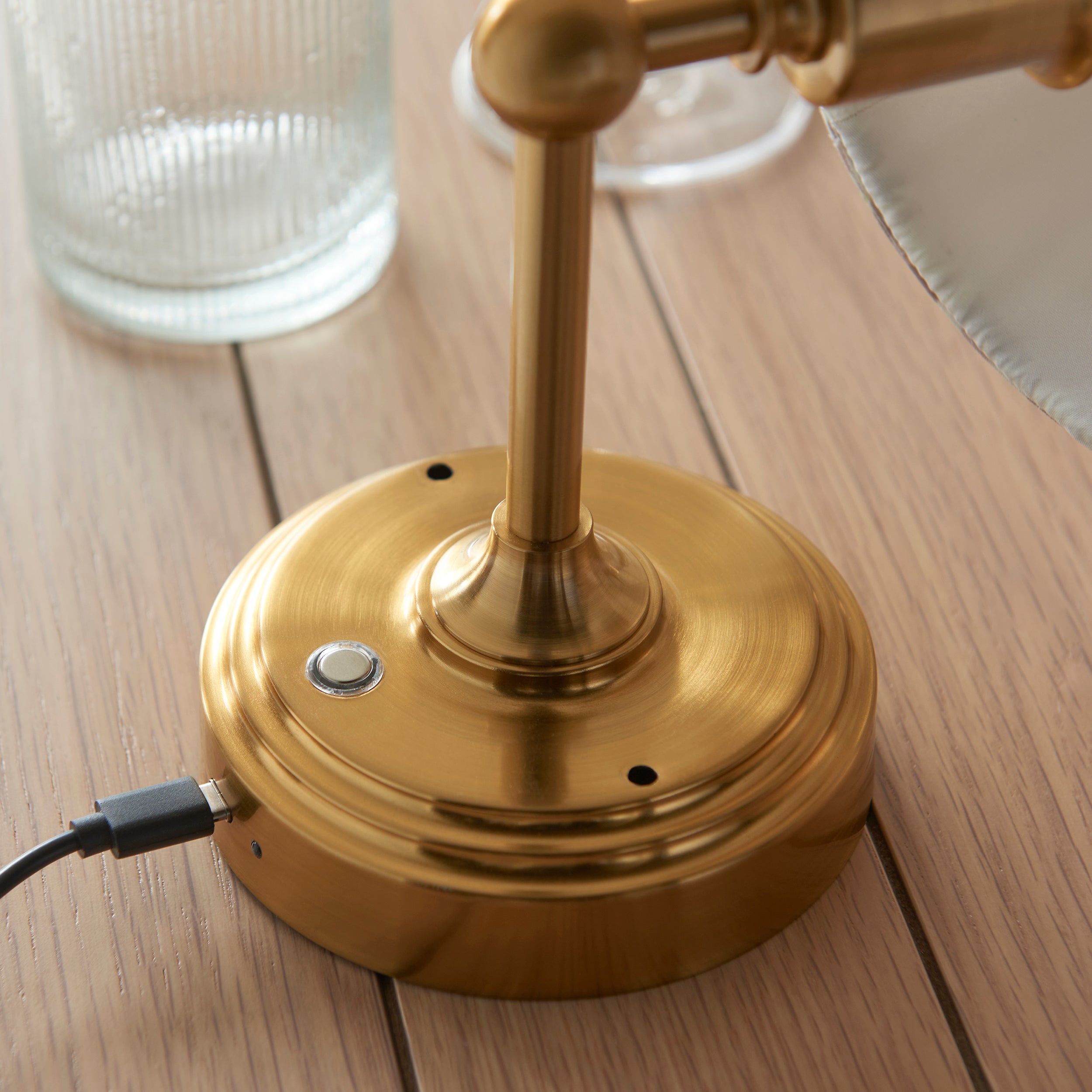 Endon Burley Rechargeable Wall Light - Brushed Aged Brass Plate