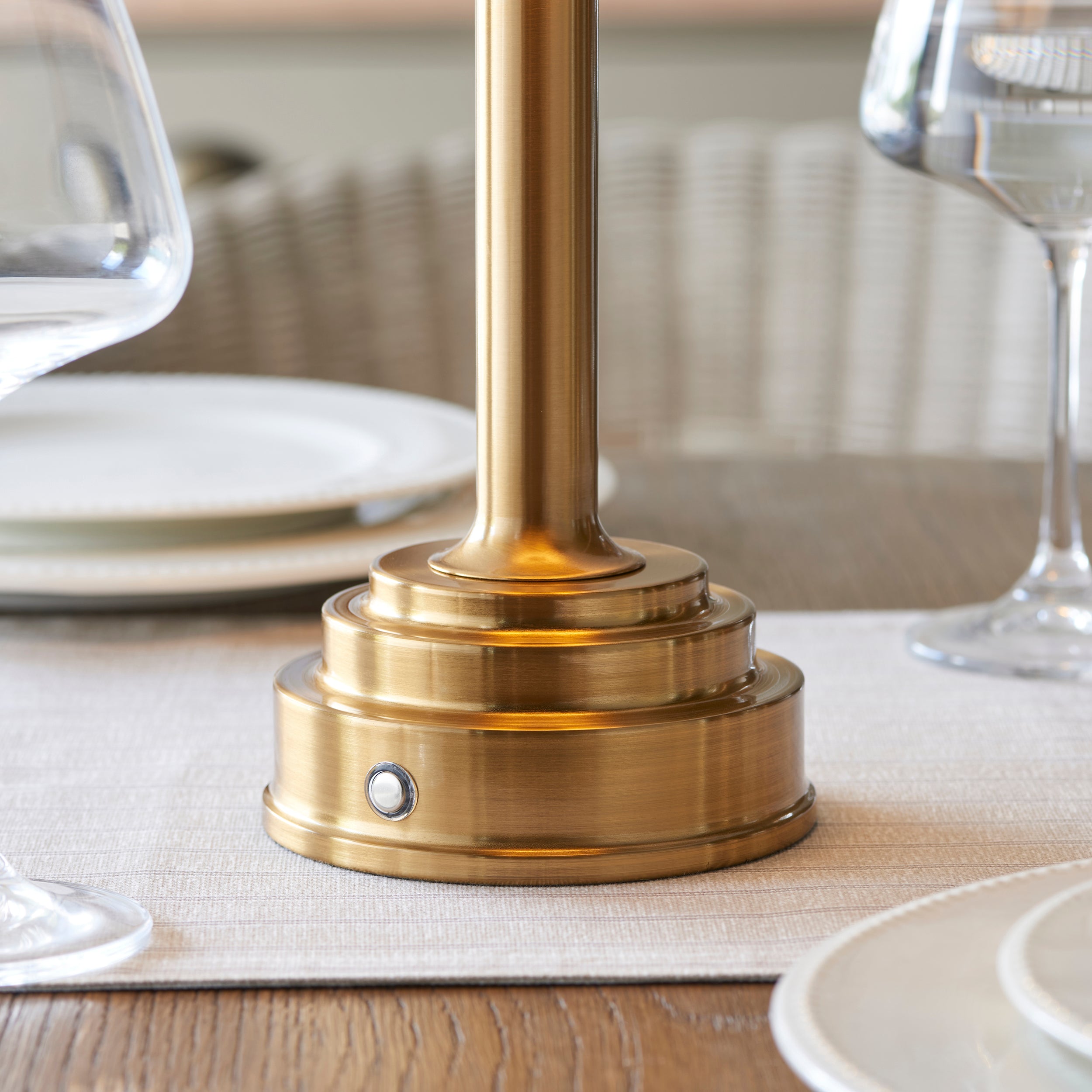 Endon Upton Rechargeable Table Lamp - Brushed Aged Brass Plate