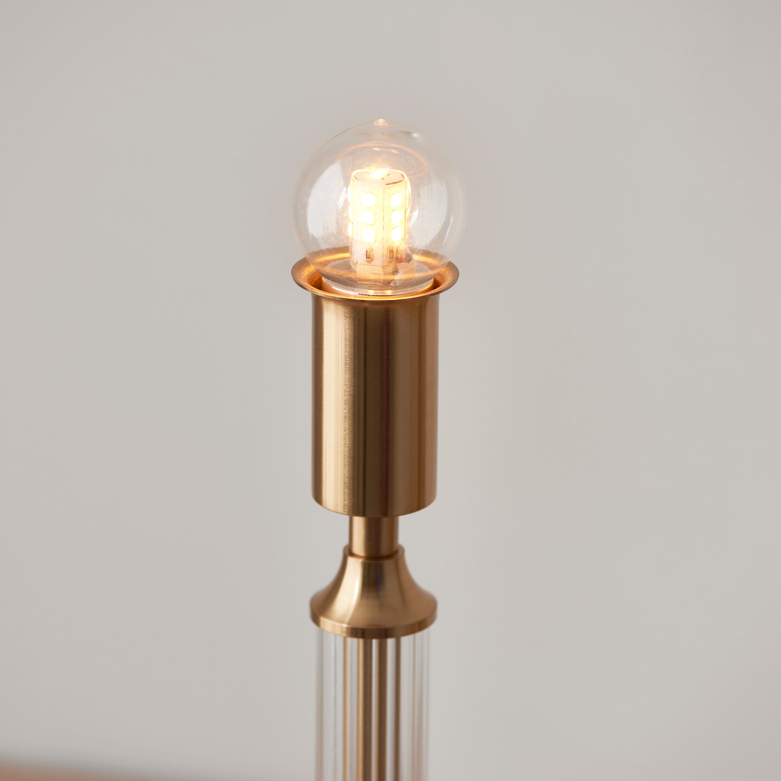 Endon Morton Rechargeable Table Lamp - Brushed Aged Brass Plate & Clear Acrylic